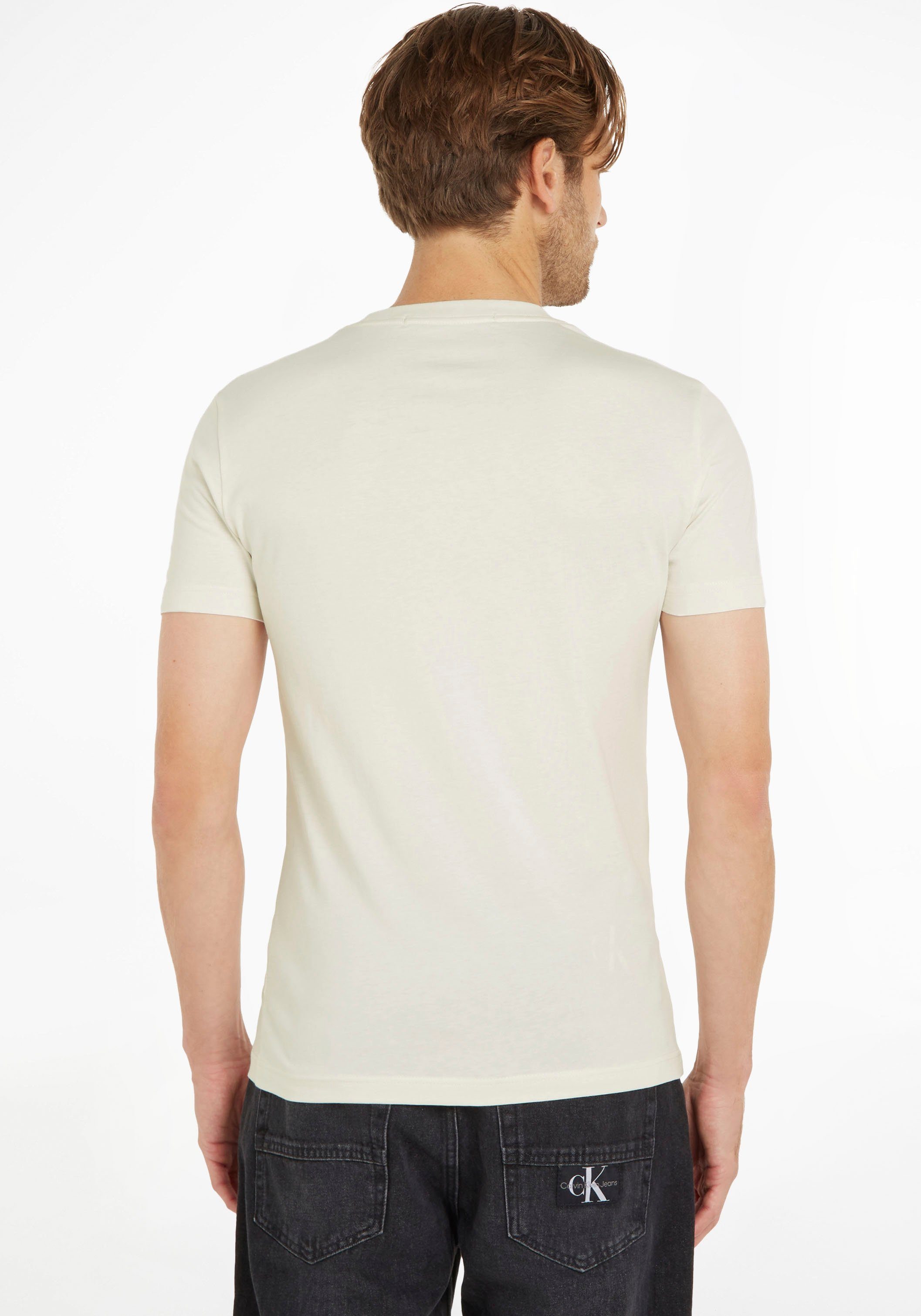 MONOLOGO Klein MICRO kleinem Ivory Logo-Druck mit Jeans T-Shirt TEE Calvin