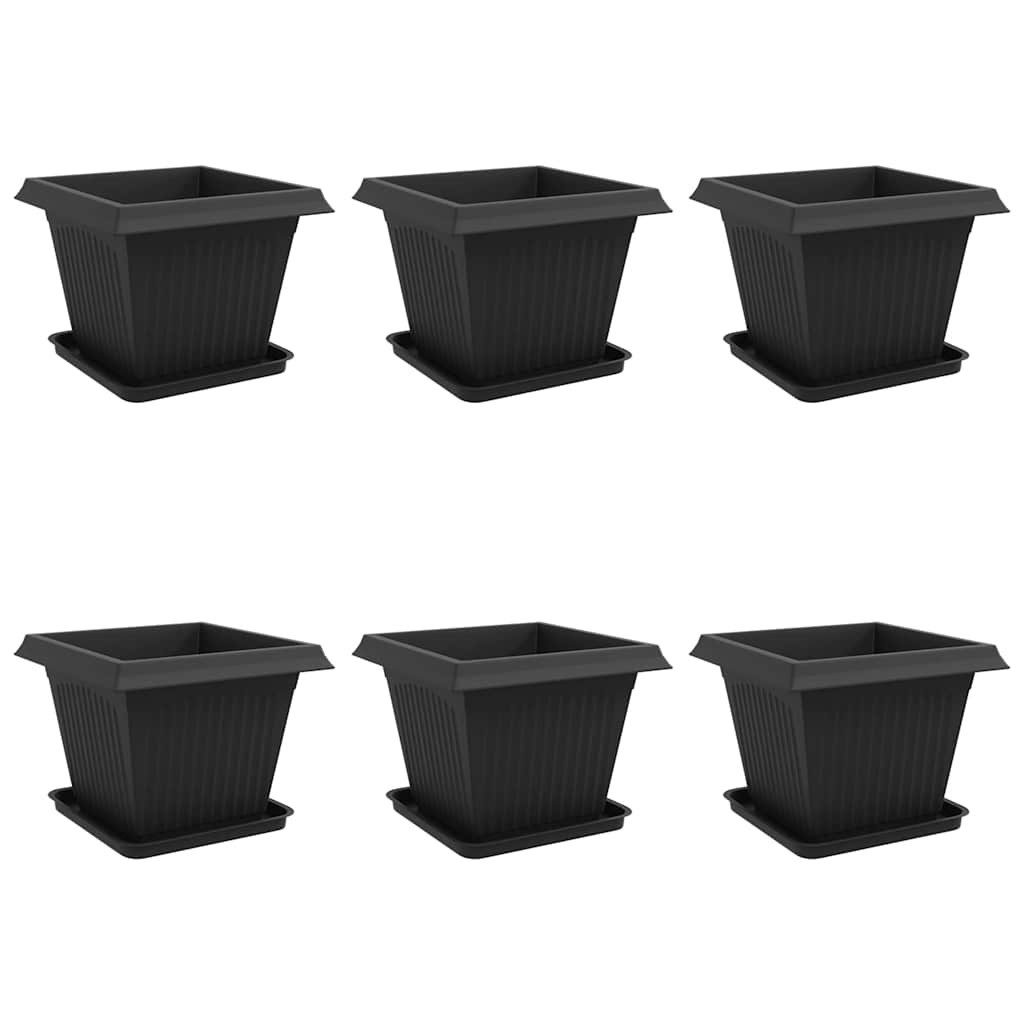 vidaXL Blumentopf Blumentöpfe 6 stk. Schwarz Kunststoff (6 St)