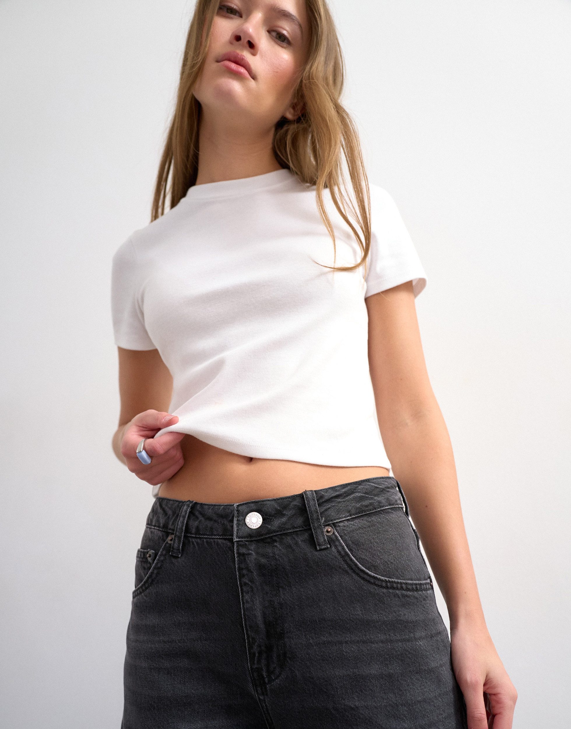 TOPSHOP Weite Jeans TSBARREL HR DENIM JEANS BLW NOOS Baumwolle, barrel fit, high waist