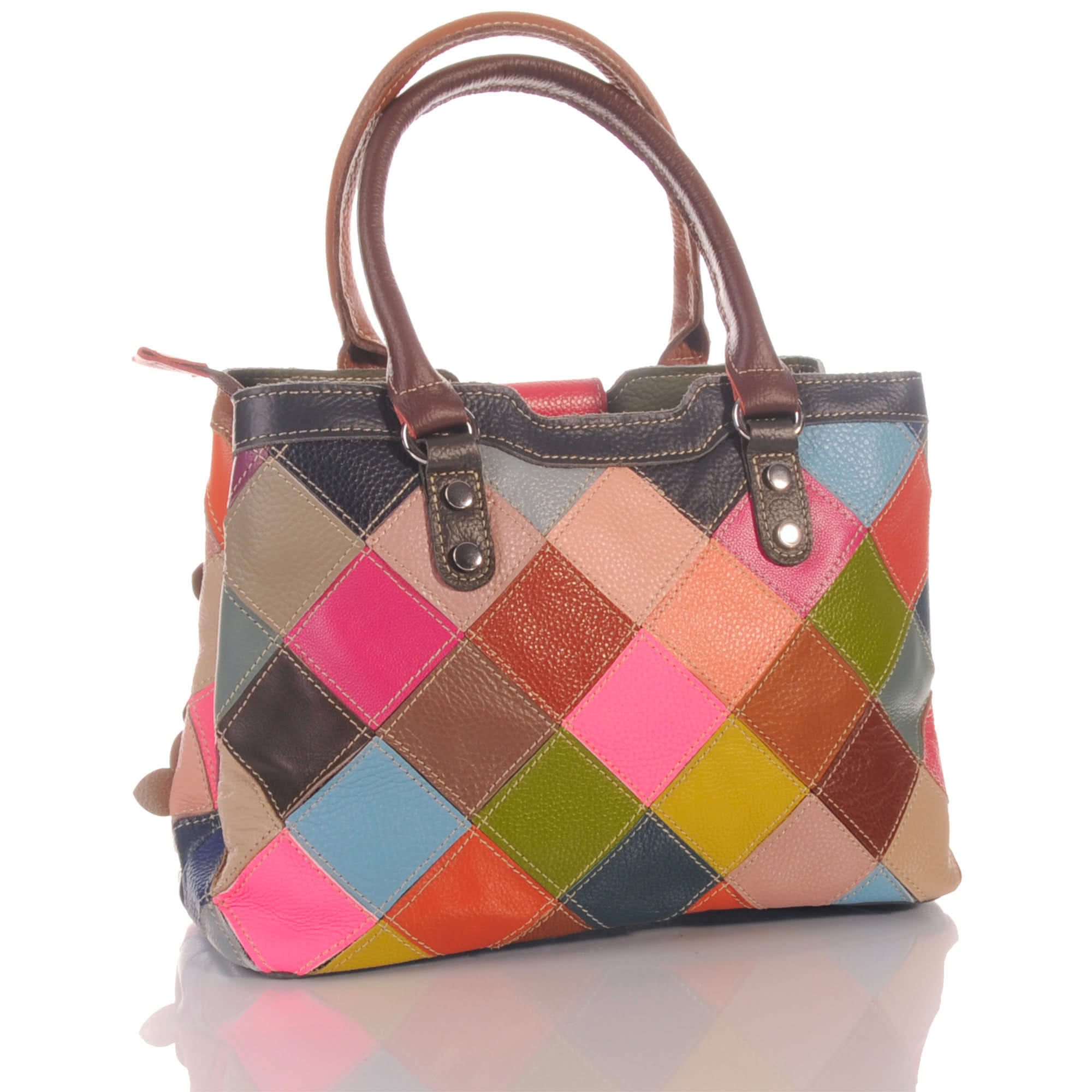 KMISSO Henkeltasche Damen Leder Patchwork Umhänge Henkel Schulter Tasche 30701 (1-tlg), im eleganten Look