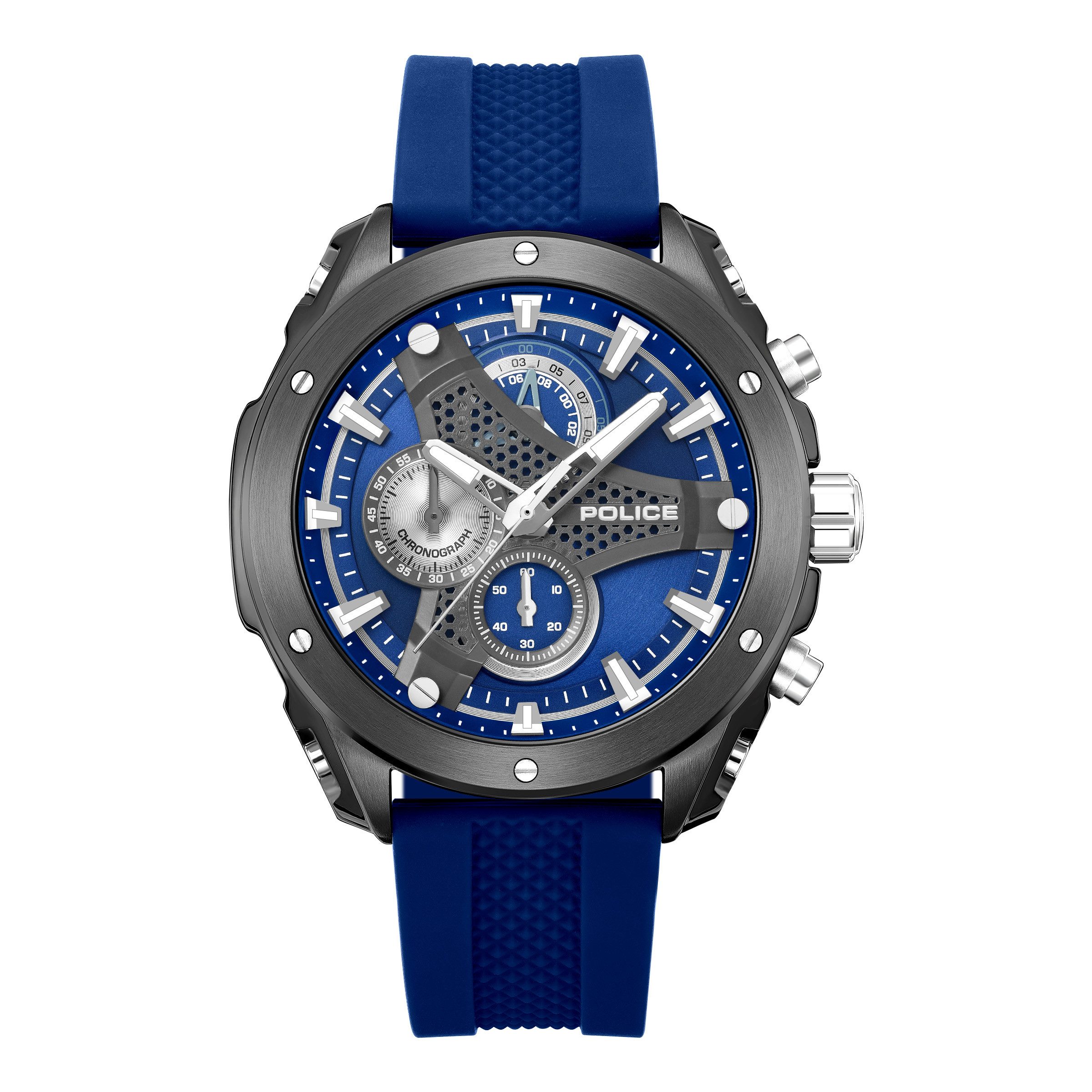 Police Chronograph Wyvern PEWGO0093002, Quarzuhr, Armbanduhr, Herrenuhr, Silikonarmband, analog, Stoppfunktion