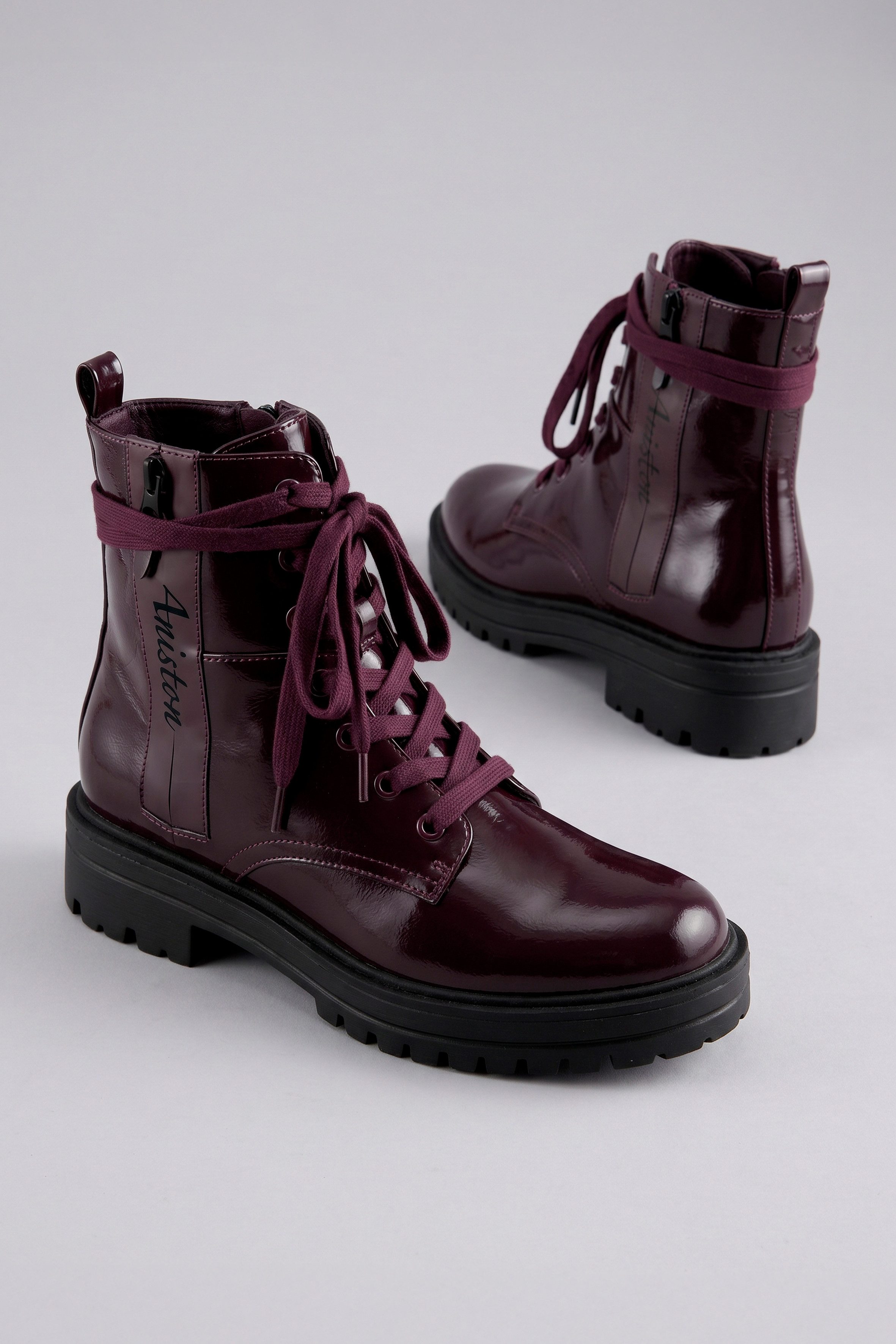 Aniston SHOES Schnürboots Ankle Boots mit Reißverschluss, in Glanz-Optik - NEUE KOLLEKTION