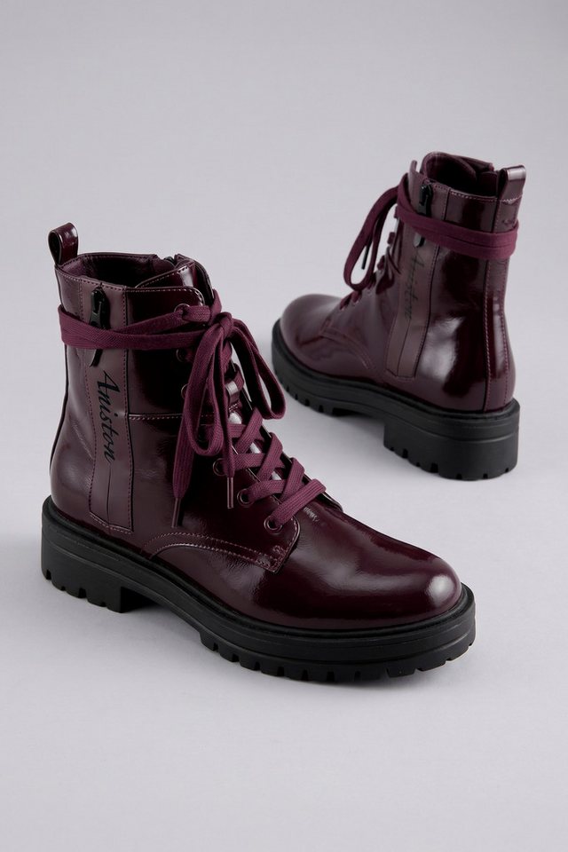 Aniston SHOES Schnürboots Ankle Boots mit Reißverschluss, in Glanz-Optik - NEUE KOLLEKTION