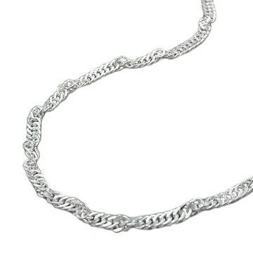 unbespielt Silberkette Halskette 2 mm Singapurkette diamantiert 925 Silber 50 cm, Silberschmuck für Damen