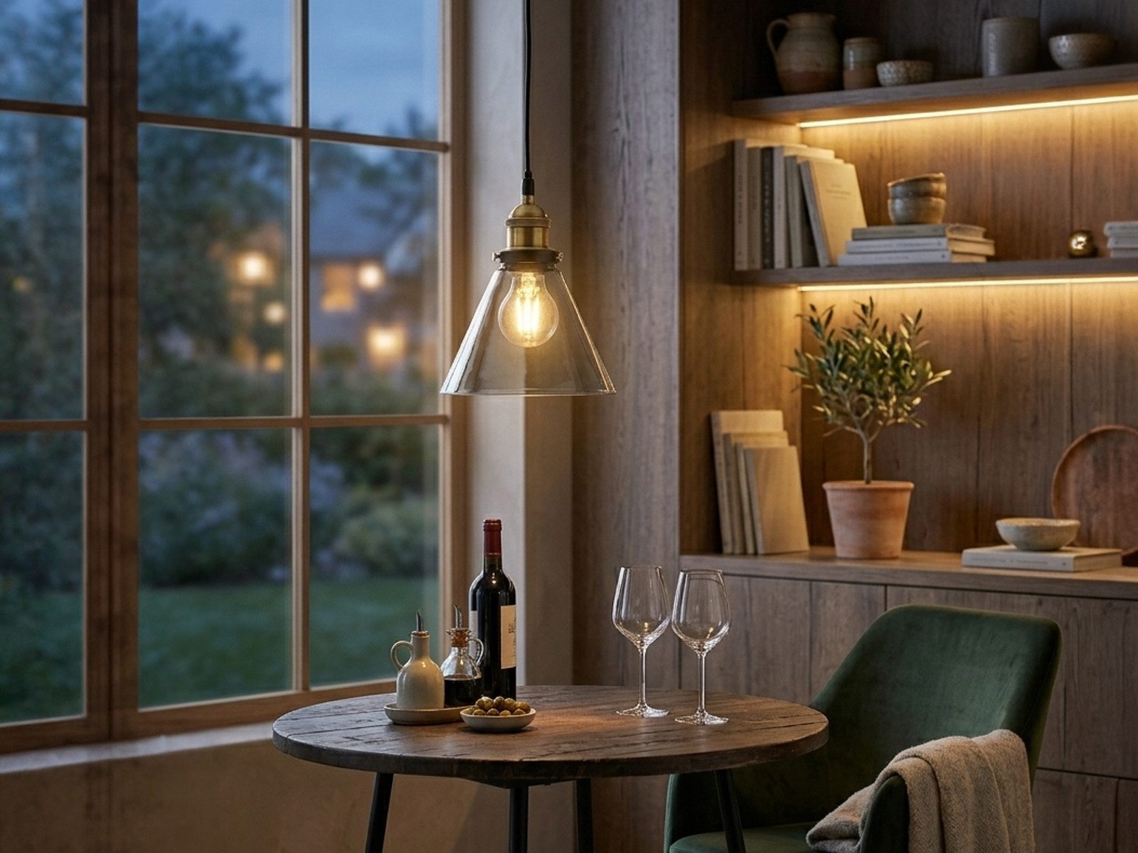 Reality Leuchten Pendelleuchte Landhausstil, mit Glasschirm Ø 18,5cm, ohne Leuchtmittel, klein einflammig für Esszimmertisch mit Lampenschirm Rauchglas