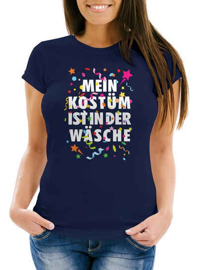 MoonWorks Print-Shirt Damen T-Shirt Fasching Karneval Kostüm Verkleidung Last Minute Faschin mit Print