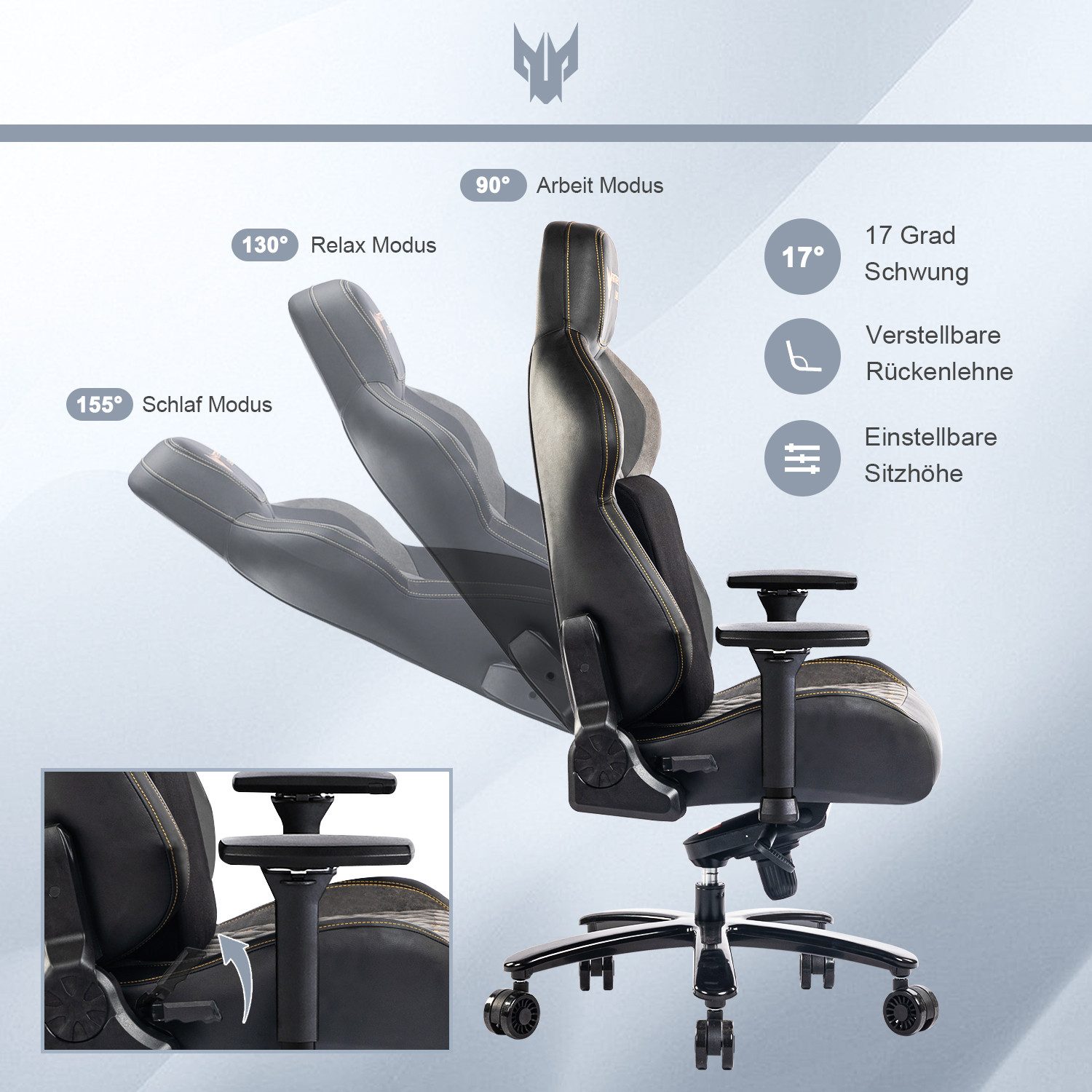 SeedWave Gaming-Stuhl 200kg Chefsessel Bürostuhl mit 155° Verstellbare Rück günstig online kaufen