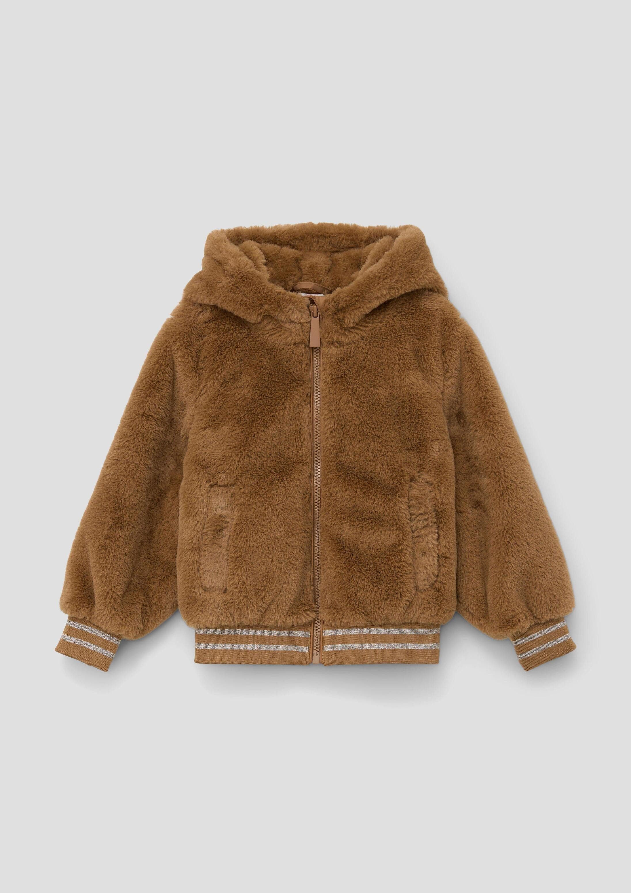 s.Oliver Winterjacke Indoor-Jacke Teddyjacke mit Kapuze