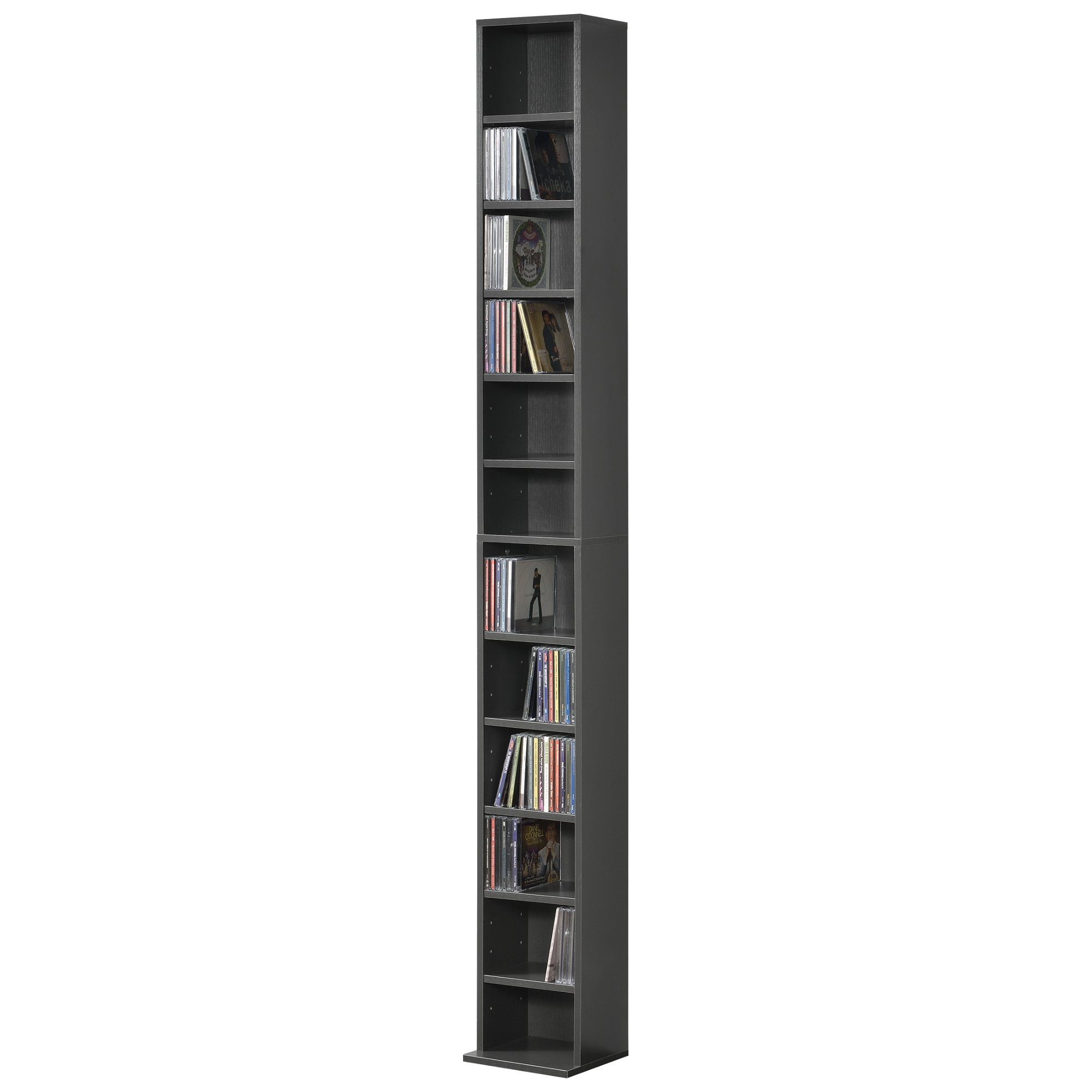 en.casa CD-Regal, »Tynset« 175x20x20 cm mit 12 Fächern Dunkelgrau günstig online kaufen