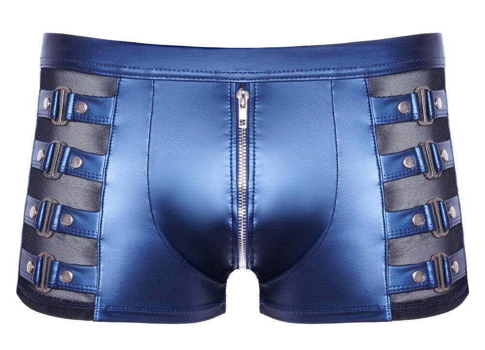 NEK Boxershorts Glänzende Boxershorts mit Reißverschluss - metallic blau (1-St) Im coolen blauen Metallic-Mattlook