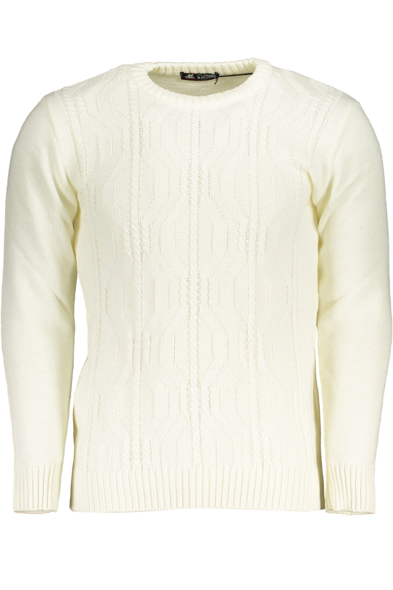 U.S. Polo Strickpullover Eleganter Herrenpullover in Weiß – Zopfmuster & Kontrastdetails
