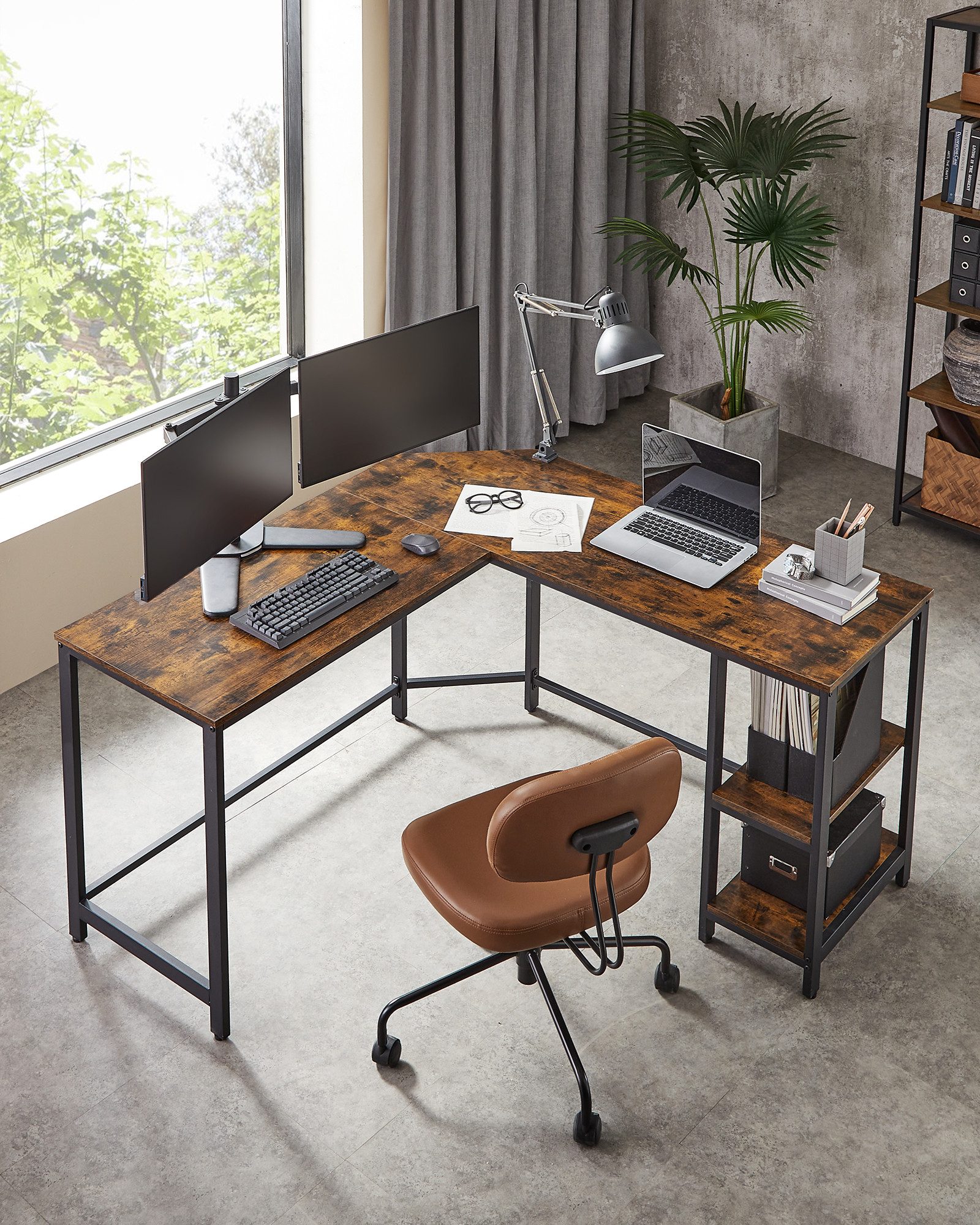 VASAGLE Schreibtisch Computertisch, 130/138 cm, L-förm günstig online kaufen