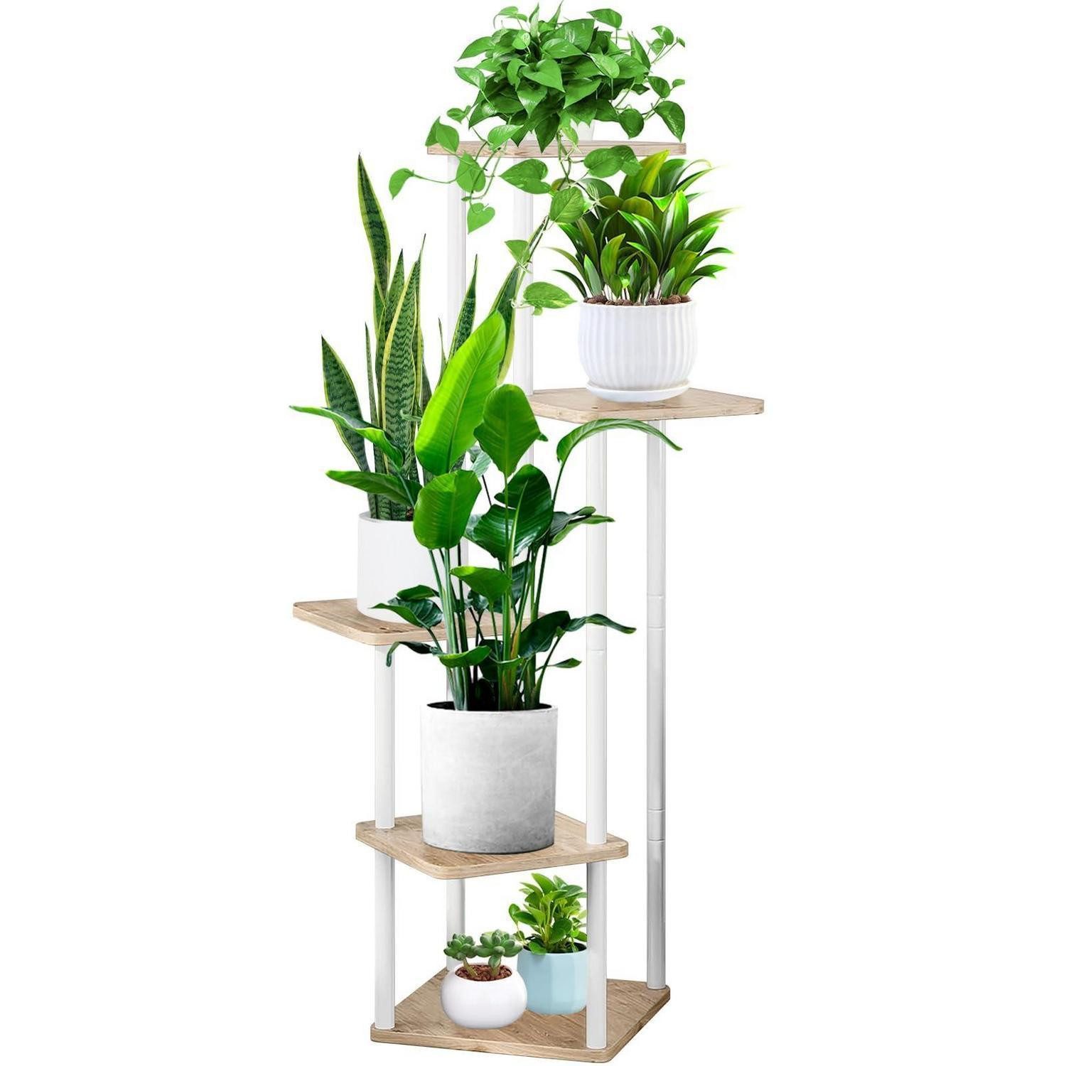 LuxusKollektion Pflanzentreppe Blumenregal 5-Tier Weiß Eiche (1 St)