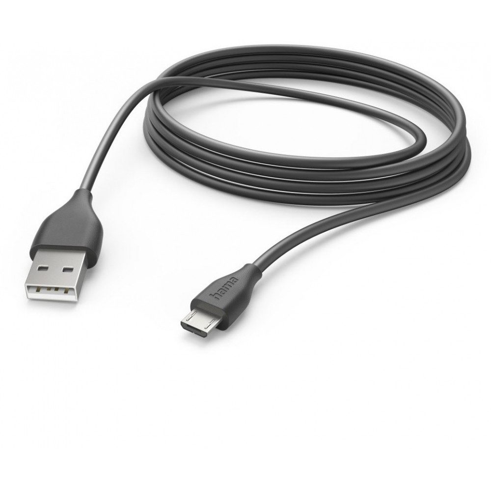 Hama Hama Ladekabel USB-A>Micro-USB 3m schwarz USB-Kabel, USB-A Stecker, USB-Micro-B Stecker, USB-Ladekabel, Schnellladefunktion