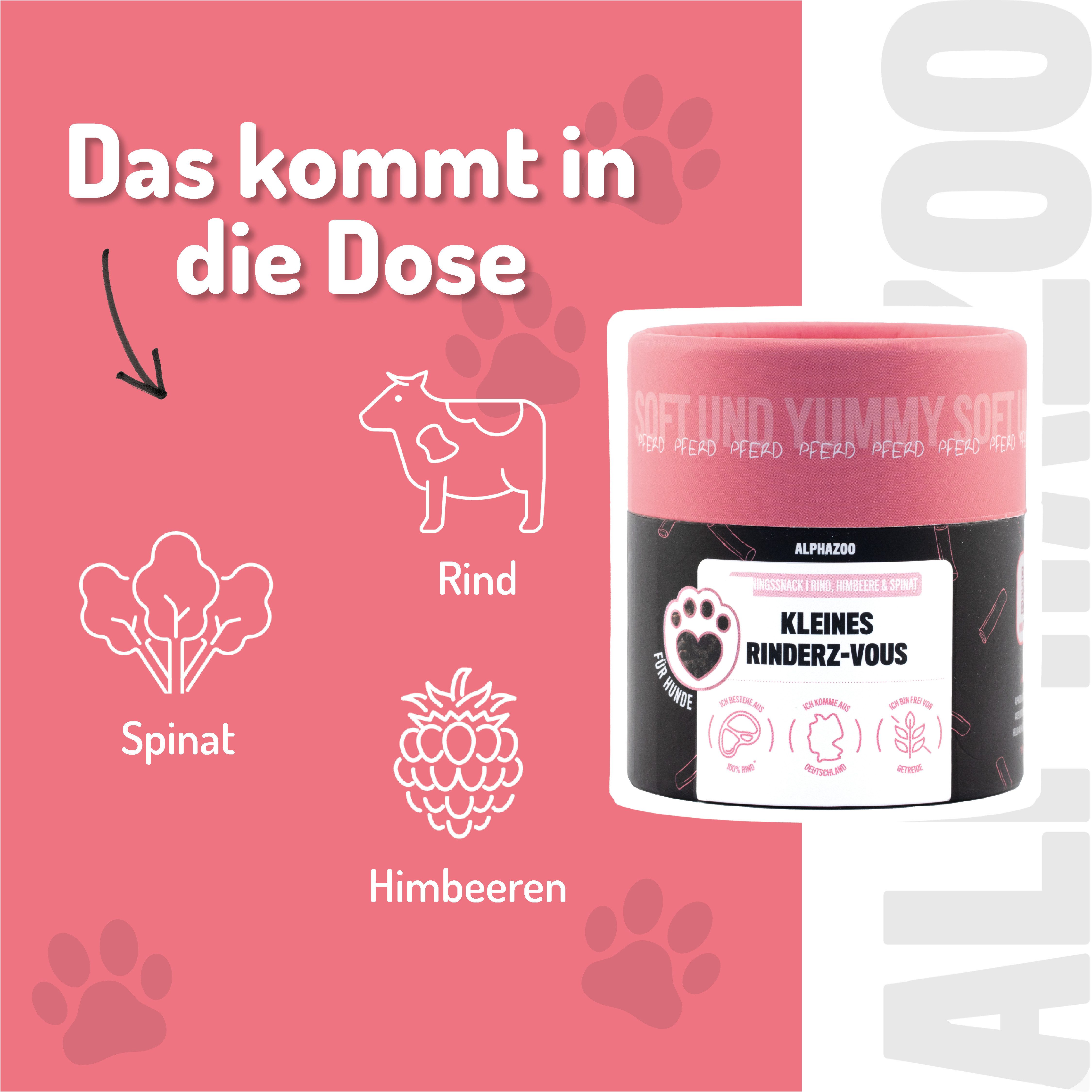 ALPHAZOO Kleines Rinderz-Vous 65g Rind, Snack für: Hunde