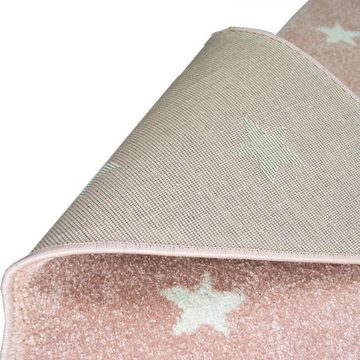 Teppich Kinder Spielteppich Stern I rosa I kleine weiße Sternenmuster, Carpetia, sternförmig, Höhe: 13 mm