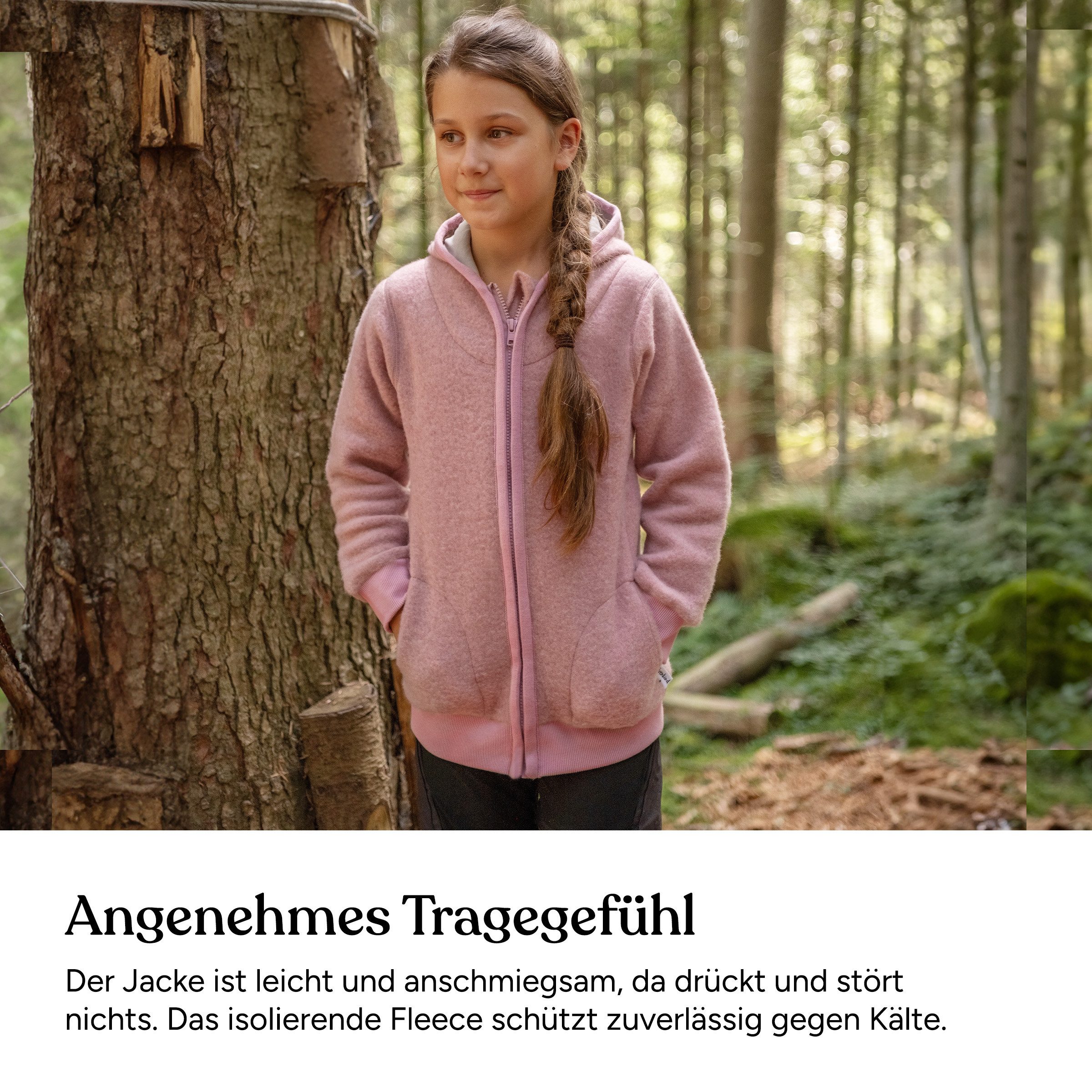 Ehrenkind Fleecejacke für Kinder aus feinster Bio-Merinowolle (Baby Jacke aus Merino Wollfleece, Fleecejacke Kinder) Atmungsaktiv & temperaturausgleichend, Wollfleece