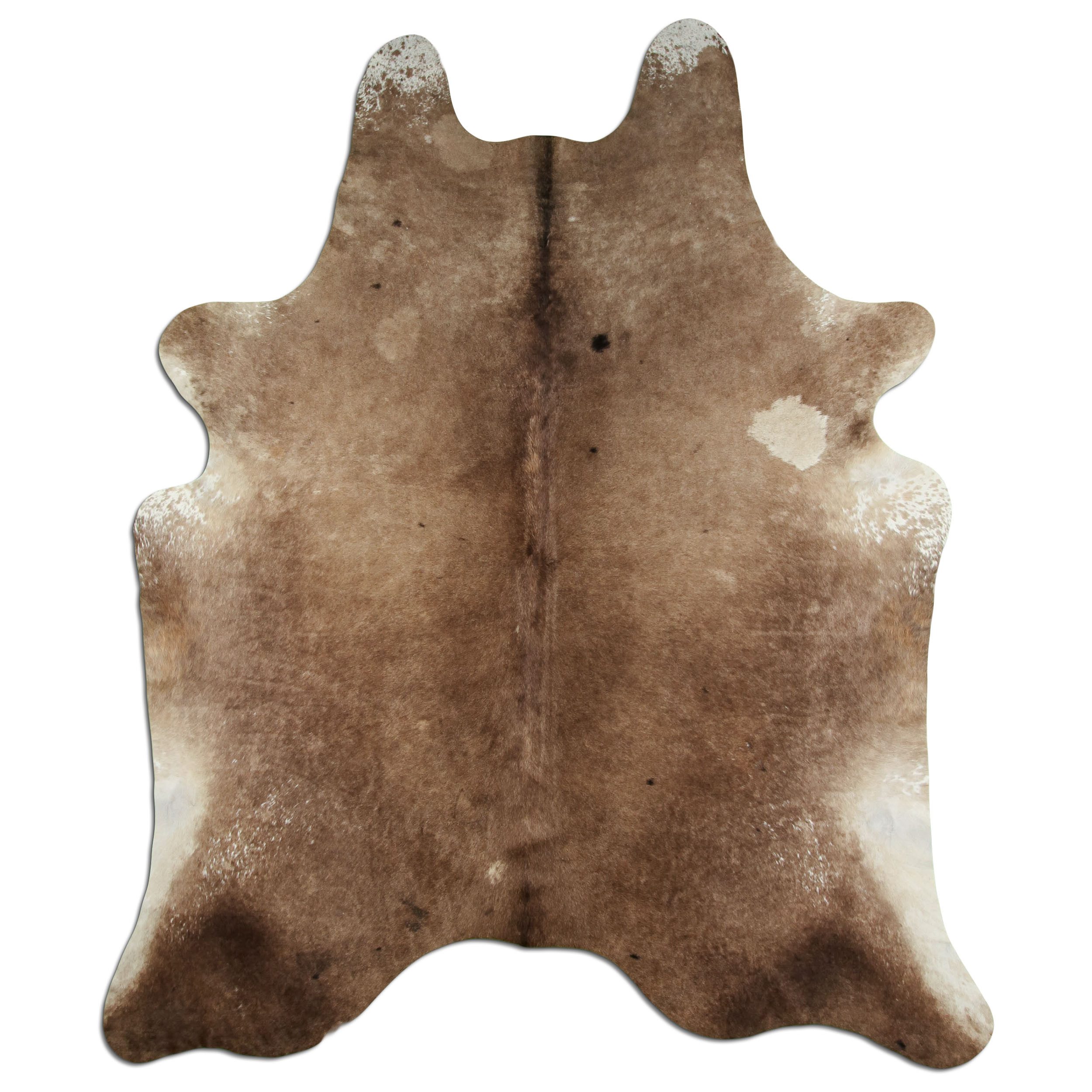 Livorio Fellteppich L190 x B230 cm - beige, Kuhfell, Premium Kuhfell Teppich, Rinderfell, Echtfell, dark champagne