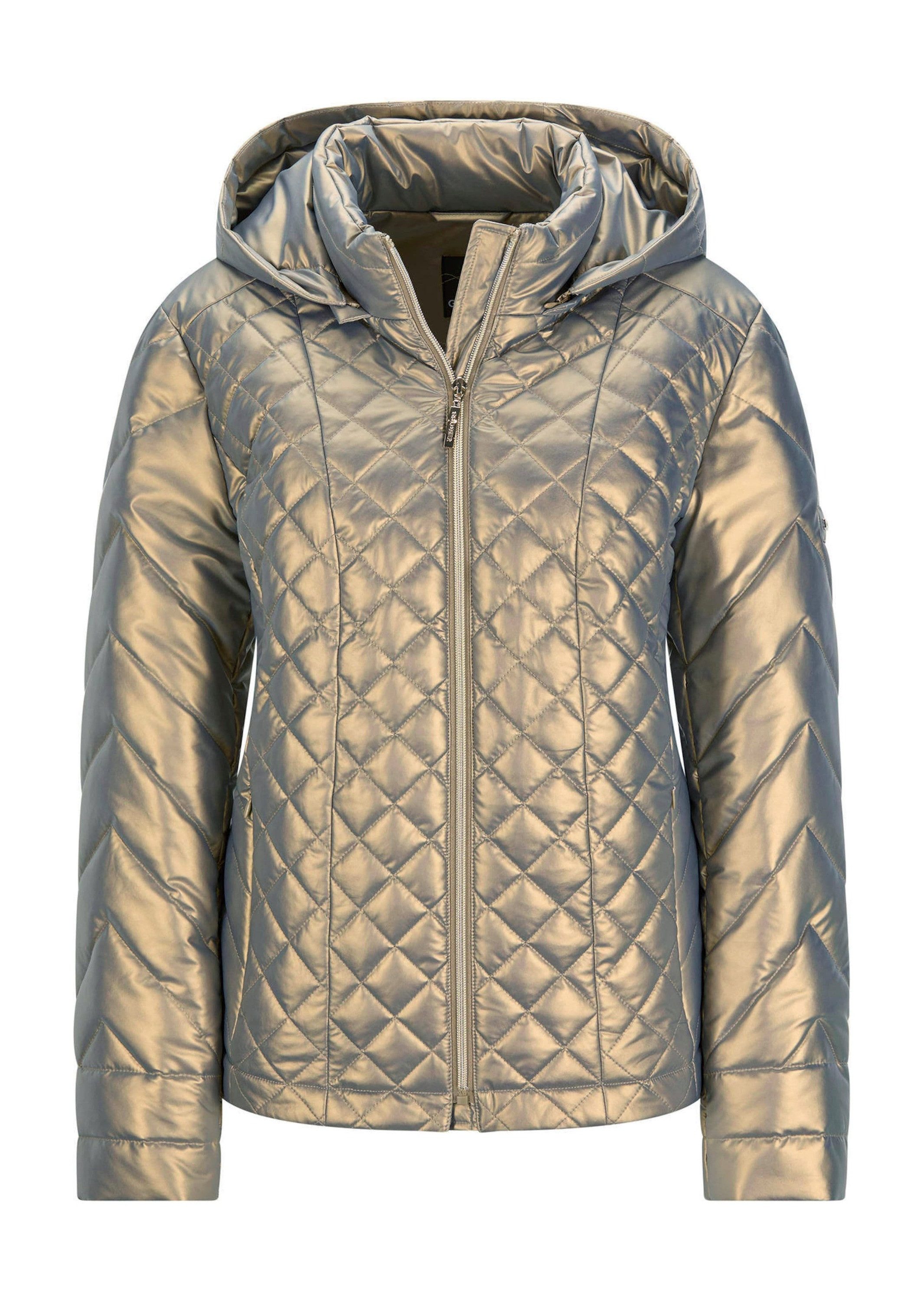 Steppjacke Kurzgröße: Metallicjacke mit Kapuze