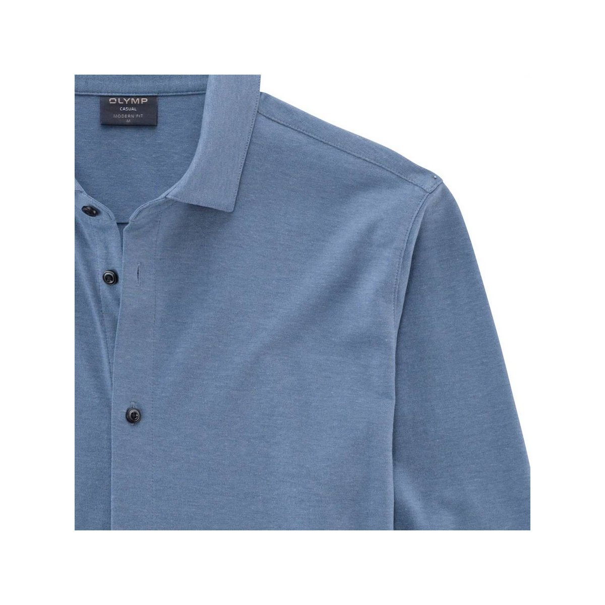 OLYMP mittel-blau Rundhalsshirt (1-tlg)