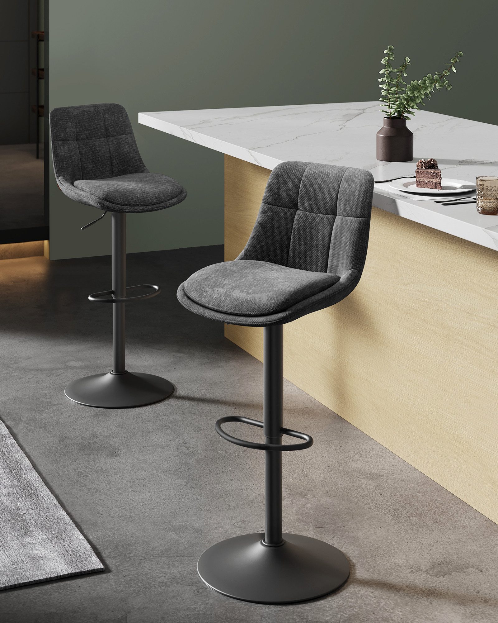 VASAGLE Barhocker Barstühle (Set, 2 St), höhenverstellbar, drehbar, Flanell günstig online kaufen