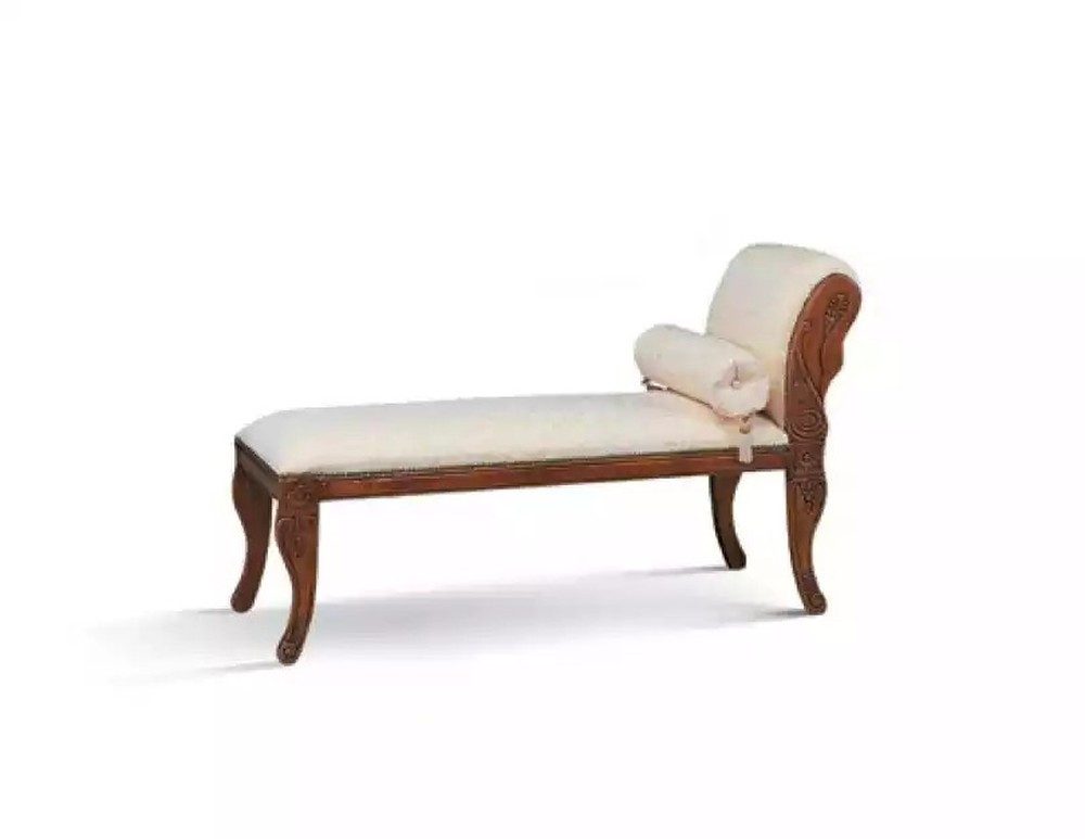 JVmoebel Chaiselongue Italienisches Relax-Sofa in Weiß mit Holzfüßen und Zierkissen, 1 Teile, Made in Europa