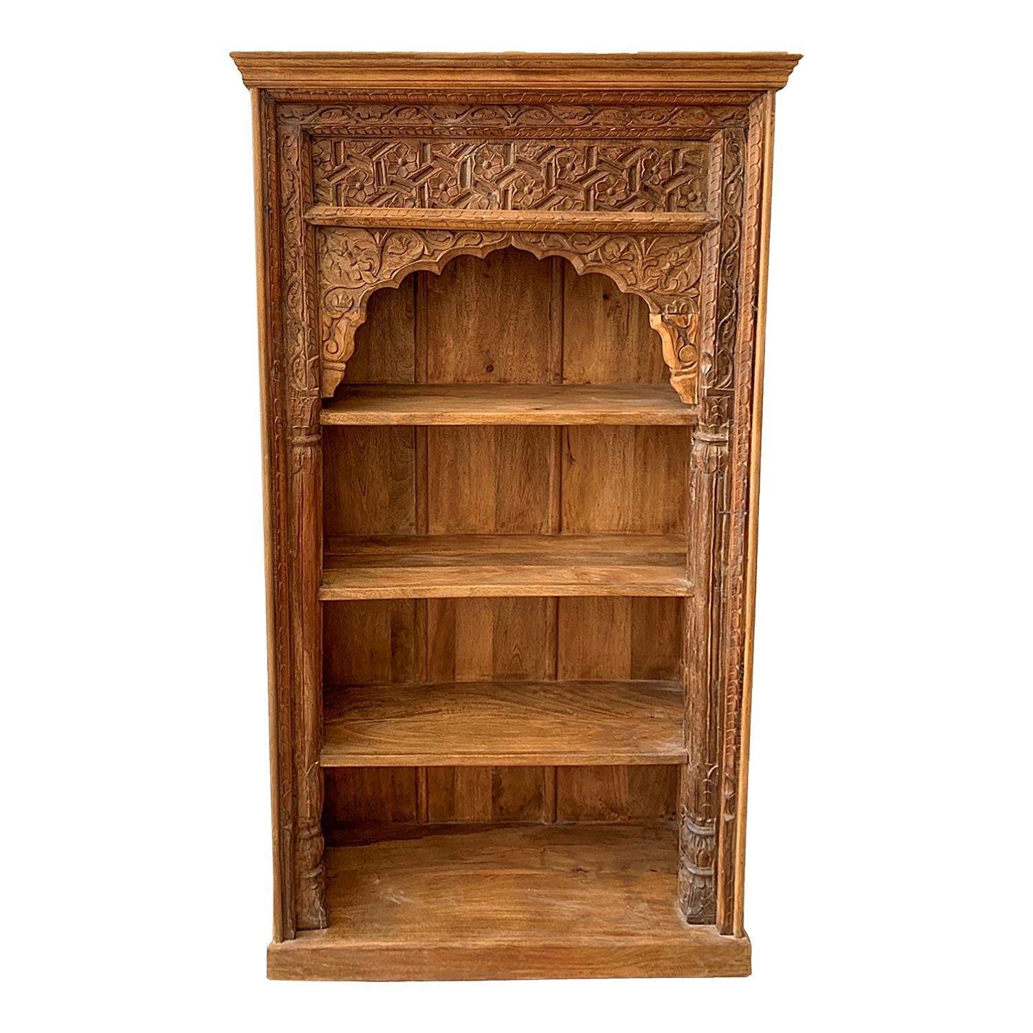 Marrakesch Orient & Mediterran Interior Bücherregal Orientalisches Bücherregal Antik 19 edel aus Mango-Massivholz 195 cm, 1-tlg., Handarbeit