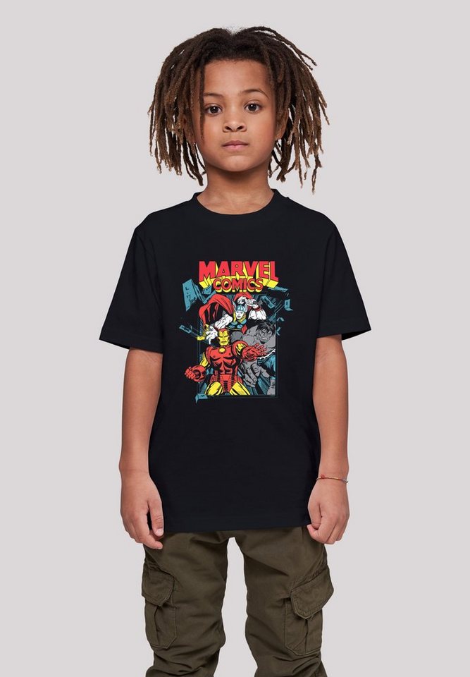 T-Shirt Merch,Jungen,Mädchen,Logo \'Marvel Comics Pose\' T-Shirt Trio Unisex Kinder,Premium F4NT4STIC Print