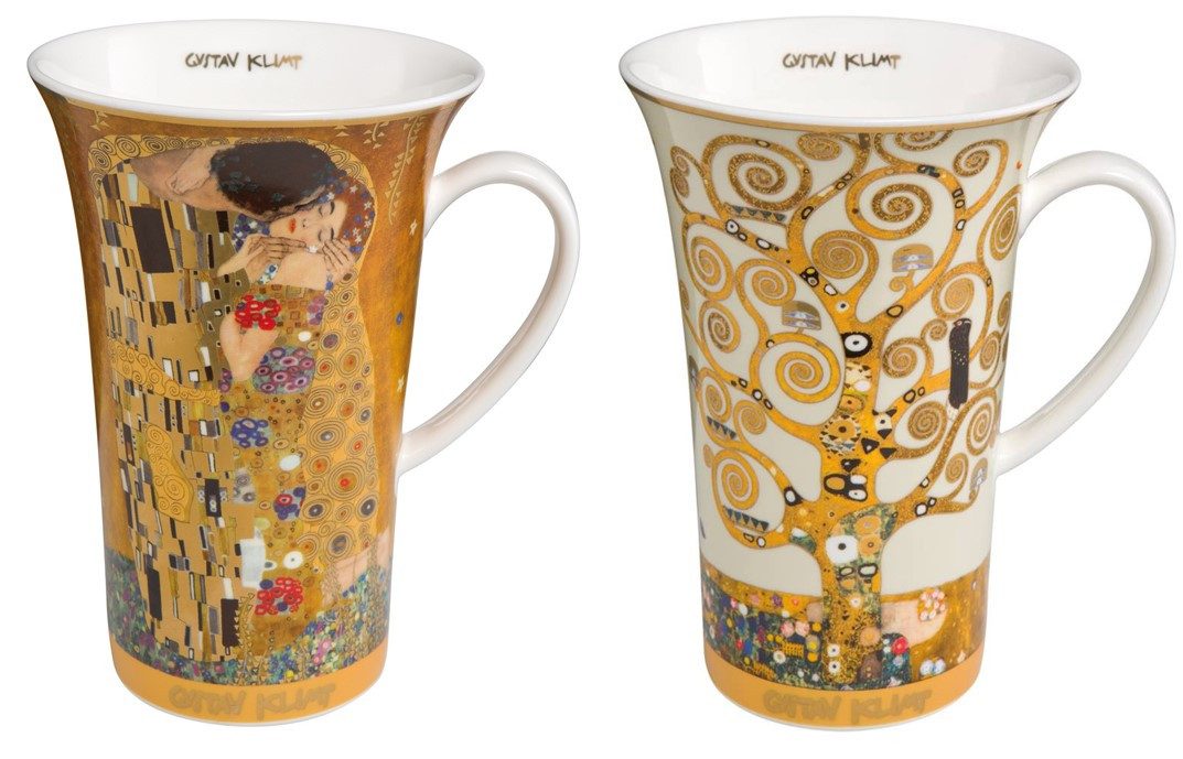 Goebel Tasse Gustav Klimt, Porzellan, Handwäsche Empfohlen, Gold, Motiv: Lebensbaum+ Der Kuss