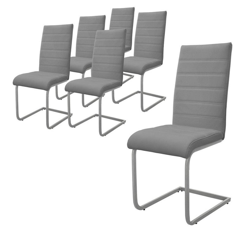 ML-DESIGN Stuhl Esszimmerstühle Schwingstühle mit Rückenlehne Design Küchenstühle (6 St), Polsterstuhl Freischwinger 6er Set Küchenstuhl bis 120kg Kunstleder