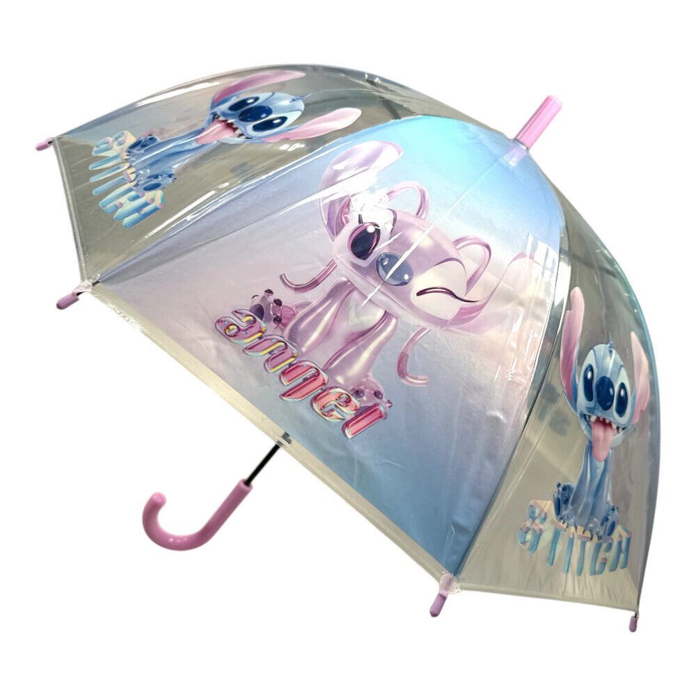 EplusM Stockregenschirm Stitch Kinder Stockschirm Regenschirm Schirm transparent, Automatik