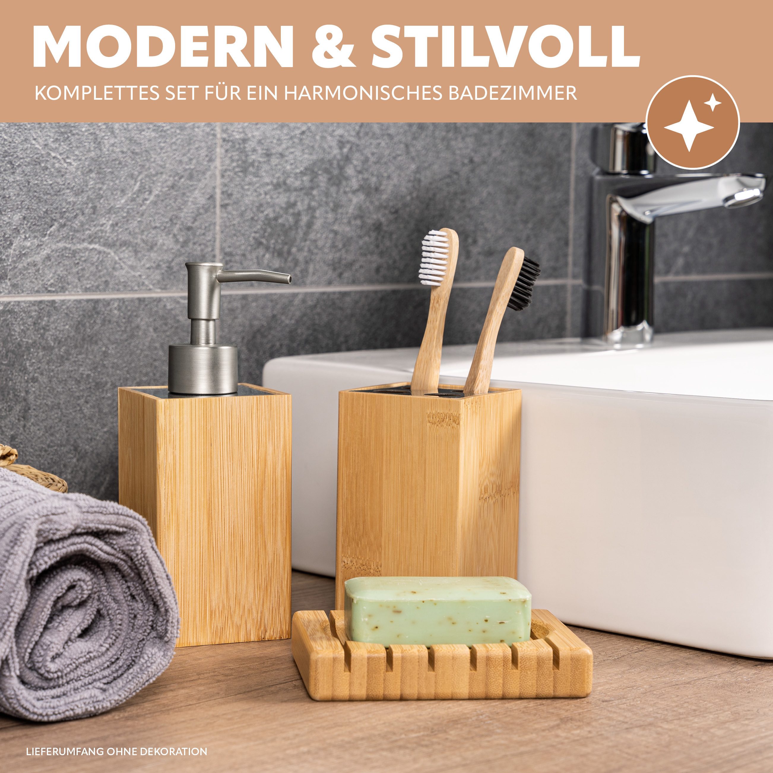 bremermann Badaccessoire-Set Badezimmer-Set 3-tlg., Bambus, Badezimmer-Zube günstig online kaufen