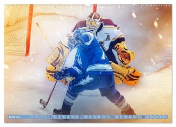 CALVENDO Wandkalender Eishockey - Fight (Premium, hochwertiger DIN A2 Wandkalender 2023, Kunstdruck in Hochglanz)