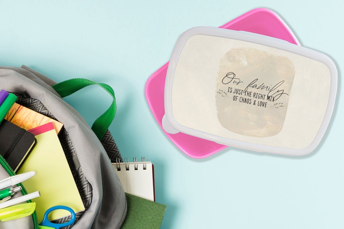 Kinder, - Familie richtige Kunststoff, rosa Brotdose Erwachsene, Lunchbox Mischung Unsere Kunststoff Snackbox, Familie - Brotbox Mädchen, die (2-tlg), genau für aus, Zitate MuchoWow ist