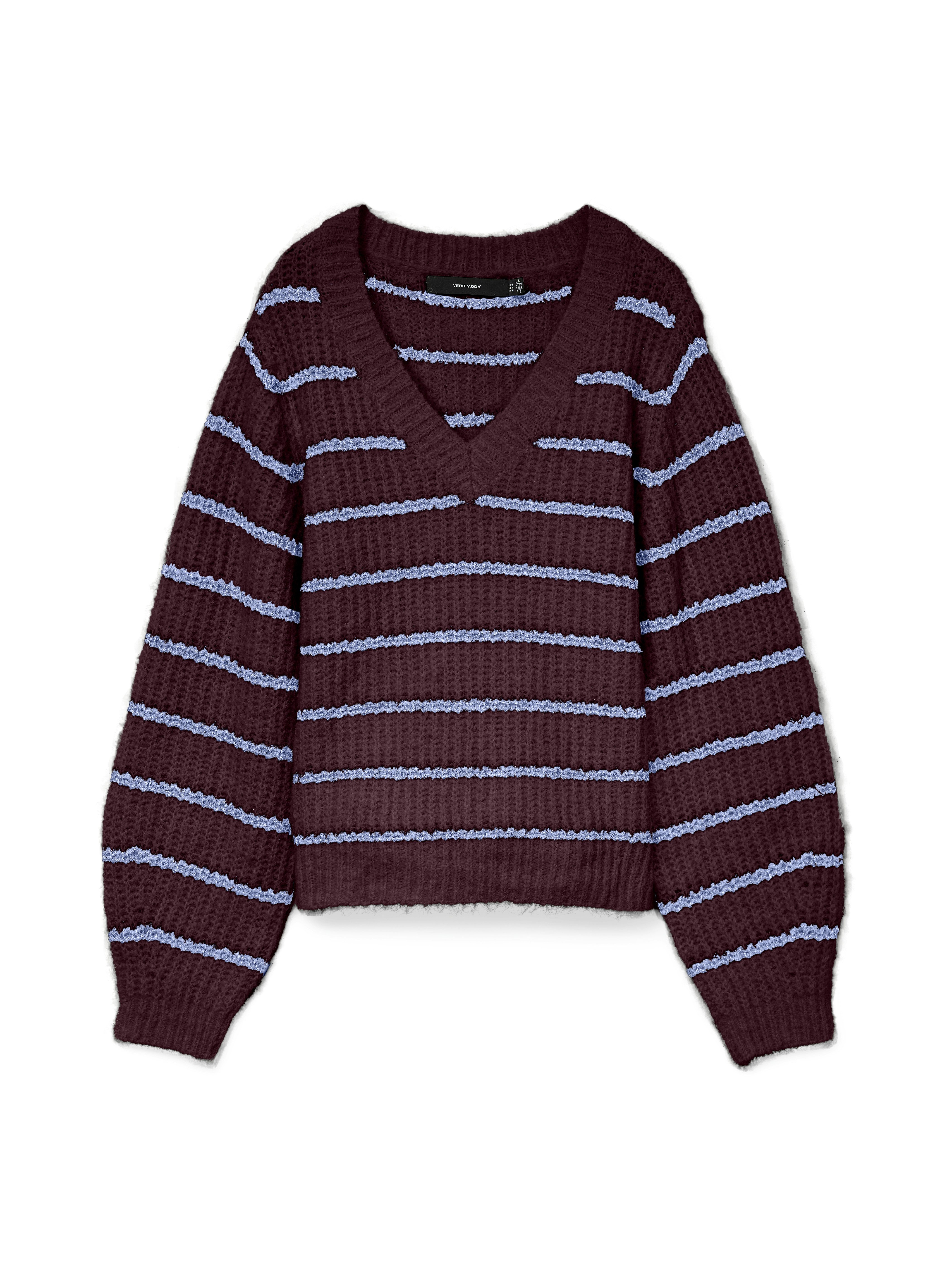 Vero Moda V-Ausschnitt-Pullover VMAWESOME SHINE LS V-NCK STRIPE PULL BOO mit Glitzer-Effekt
