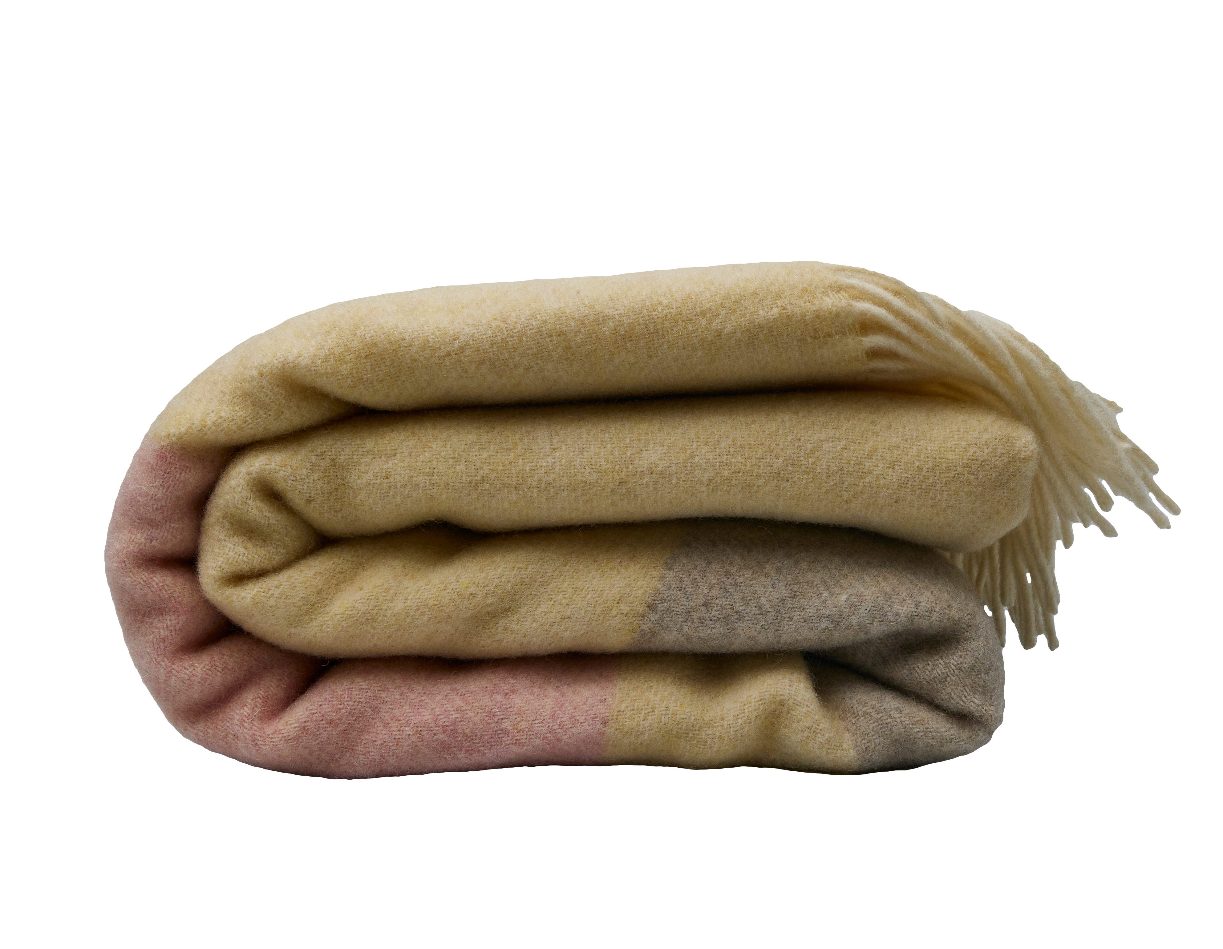 Wohndecke Fair De Luxe Woll-Kaschmir-Decke, Plaid/Wohndecke, Grau/Rosa/Gelb günstig online kaufen