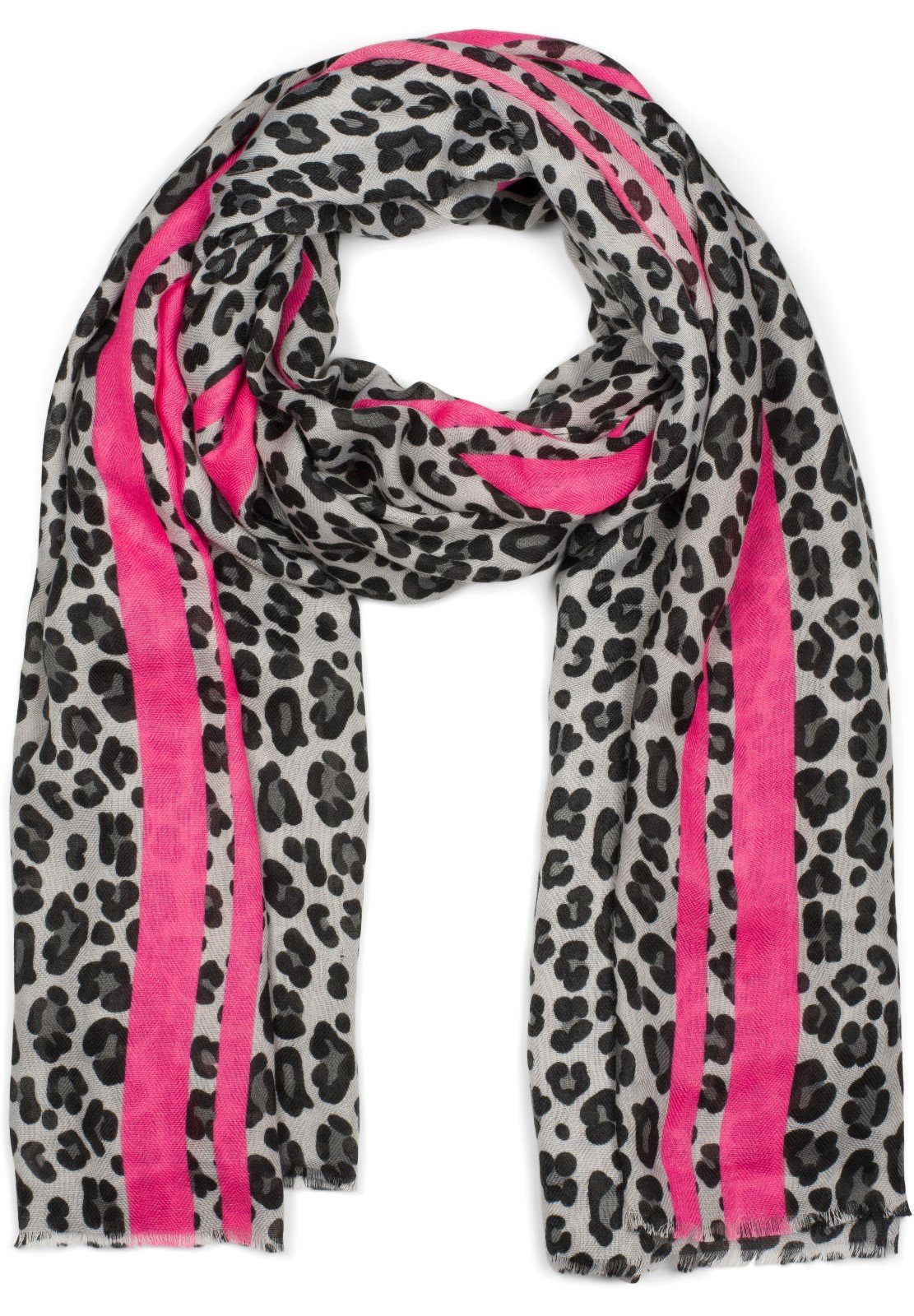 styleBREAKER Modeschal Weicher Schal mit Leoparden Print und Streifen, (1-S günstig online kaufen