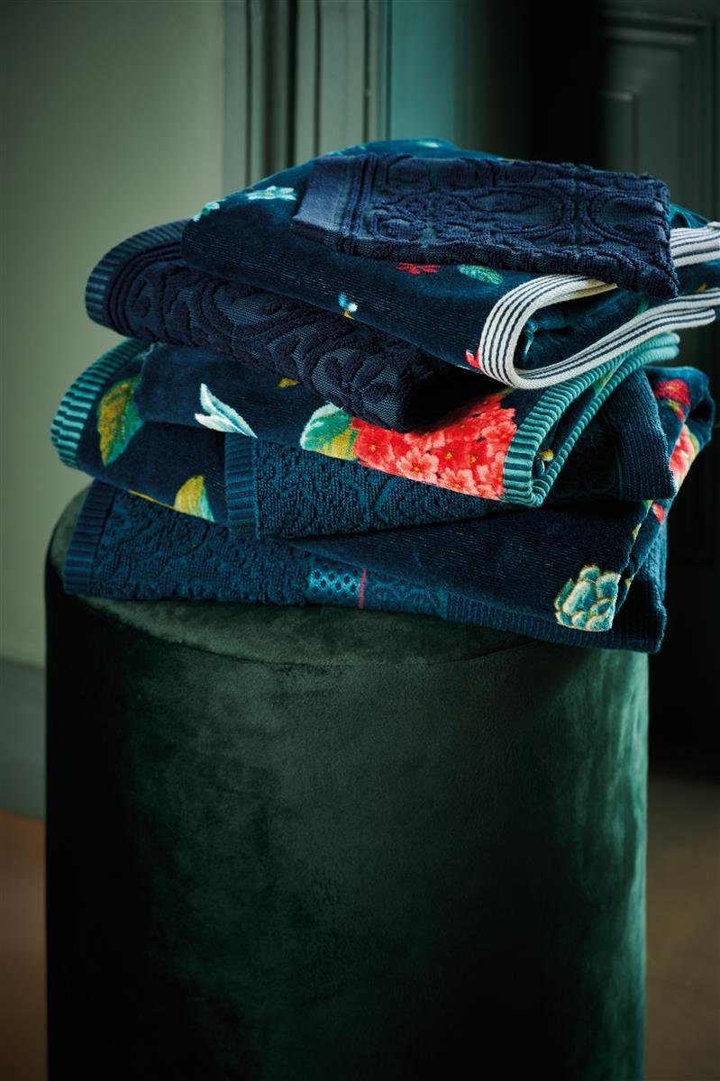 PiP Studio Handtuch Les Fleurs Dark Blue 16X22 Set A 3 Dunkelblau 100% Cotton, terry, Baumwolle (1-St), Handtuch Frottetuch