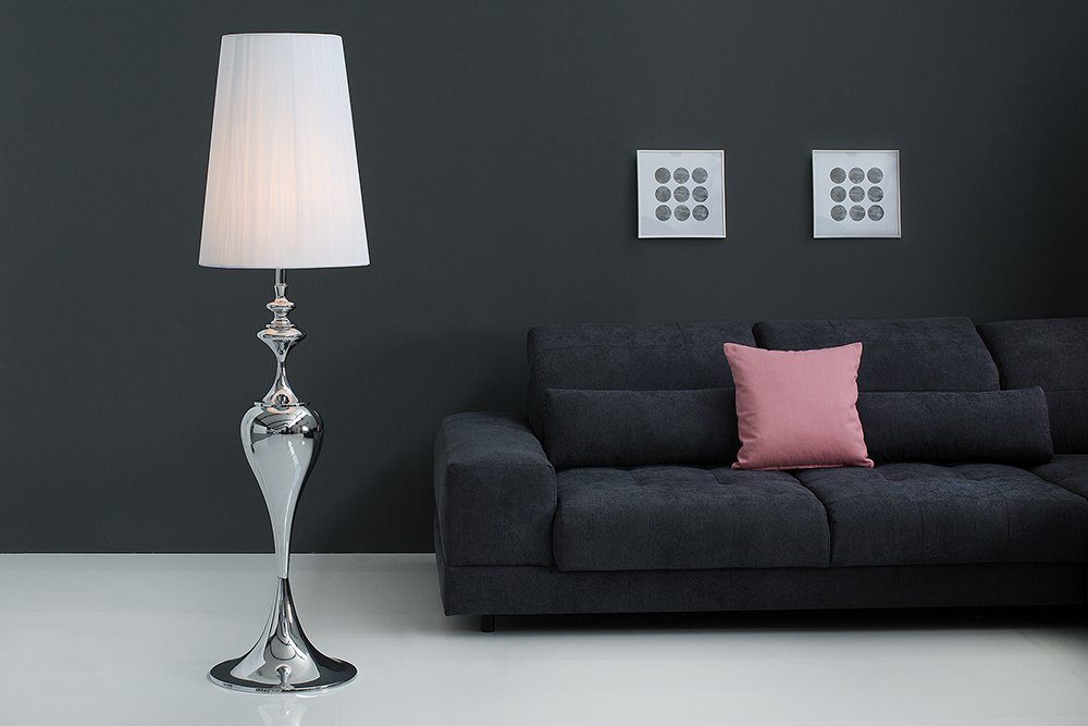 Barock · Wohnzimmer · ohne Leuchtmittel, Metall Stehlampe Esszimmer weiß, riess-ambiente LUCIE · 160cm
