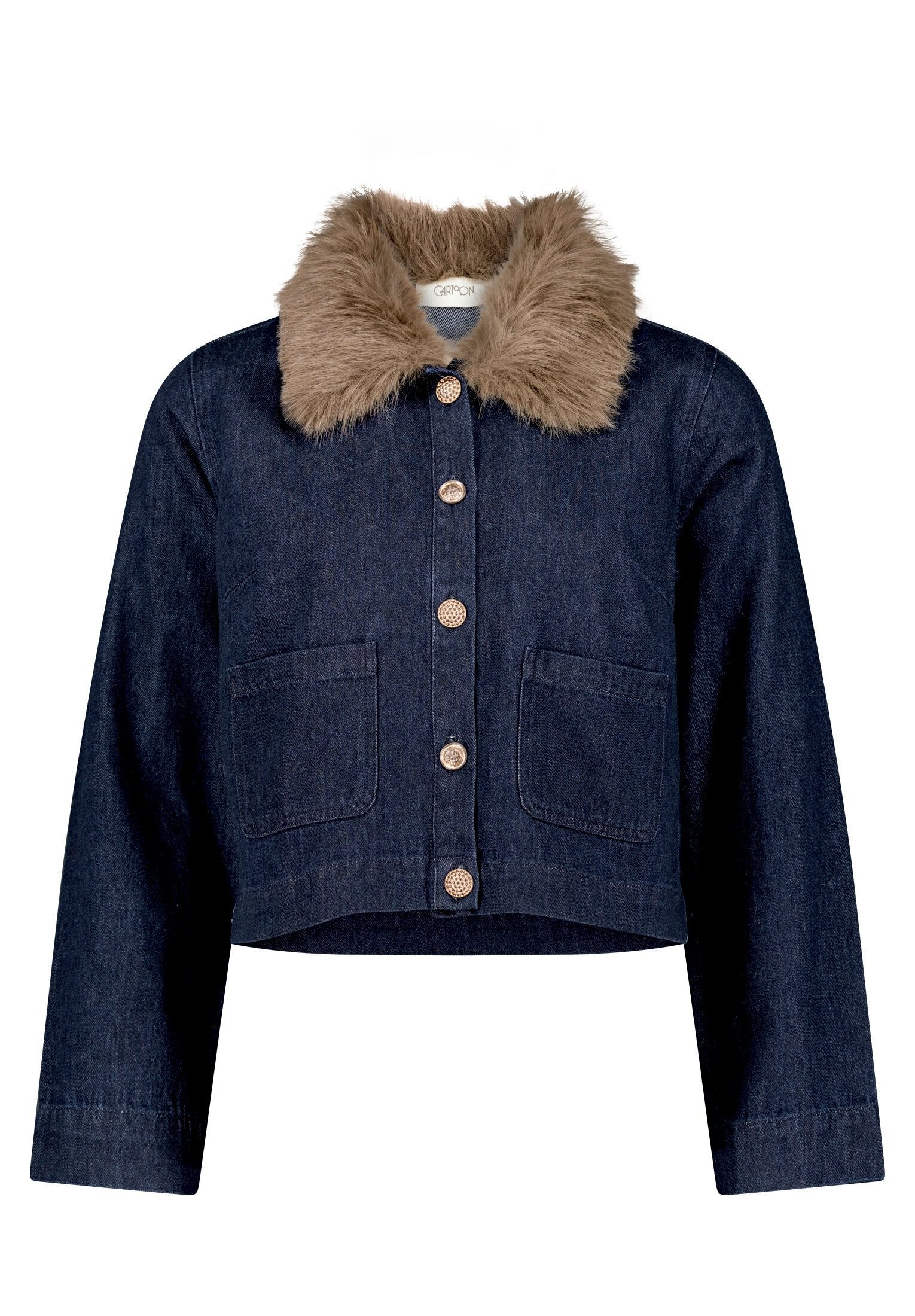 Cartoon Jackenblazer Damen mit Kunstfellkragen