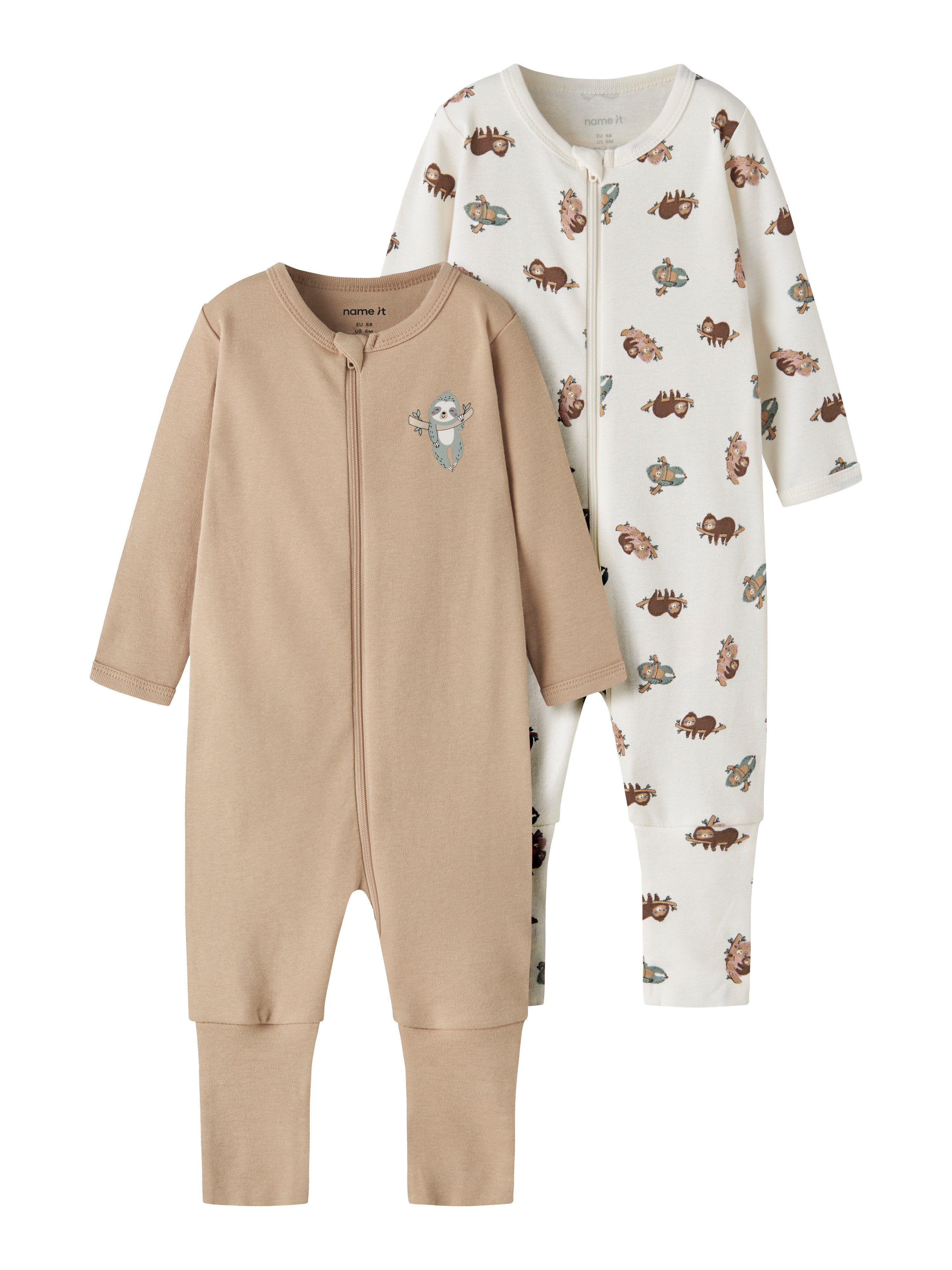 Name It Schlafoverall NBNNIGHTSUIT 2P ZIP FF SLOTH NOOS (Packung, 2-tlg) Baumwolle