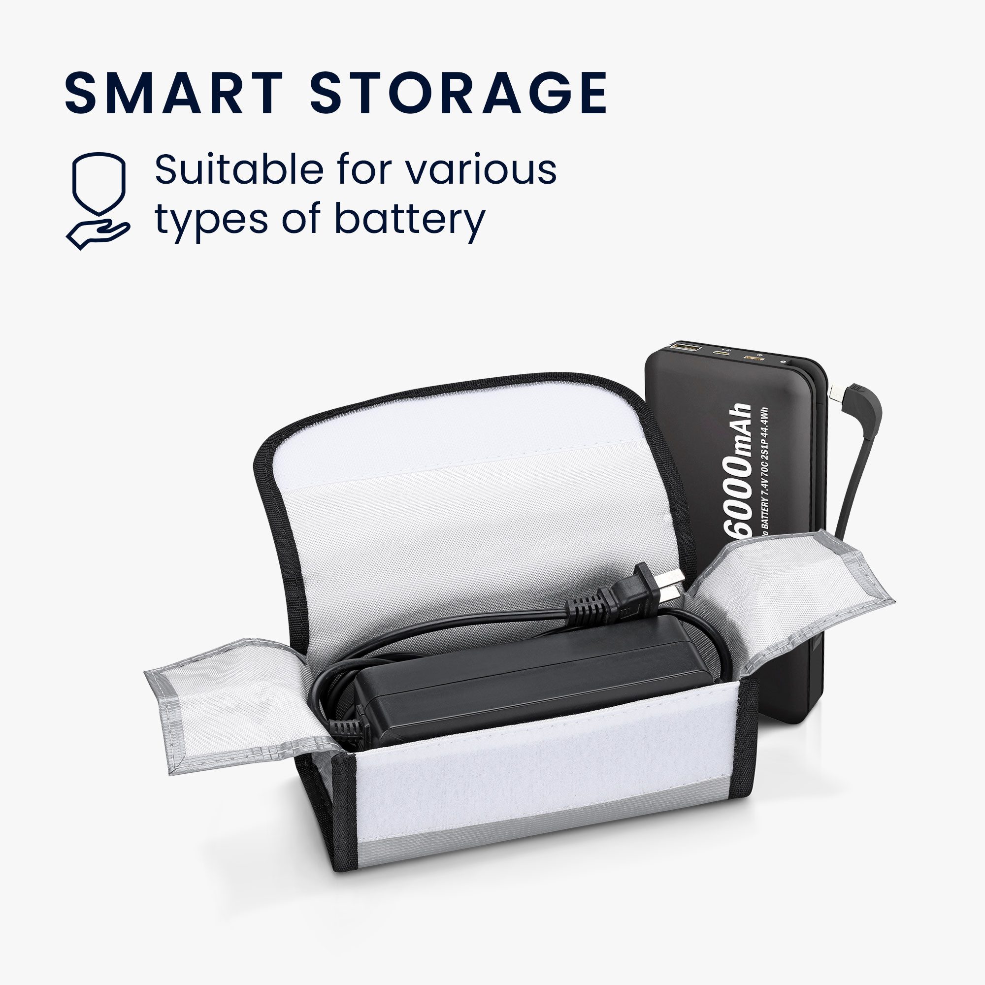 kwmobile Batteriebox kwmobile Akku Tasche Beutel - 18,5 x 7,5 x 6 cm LiPo Bag Tragetasche - (1 St), Akku Tasche LiPo Bag Batterie Beutel Schutz Transporttasche – Bild 3 von 5