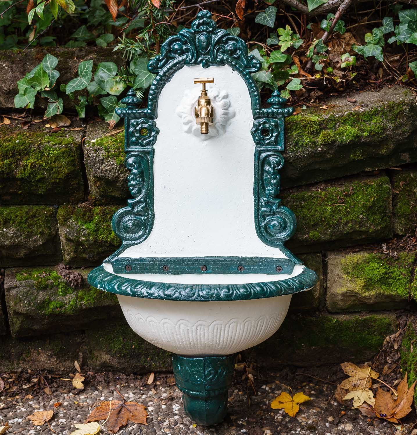 Aubaho Dekoobjekt Waschbecken Wandbrunnen Garten Eisen Antik-Stil Brunnen 76cm