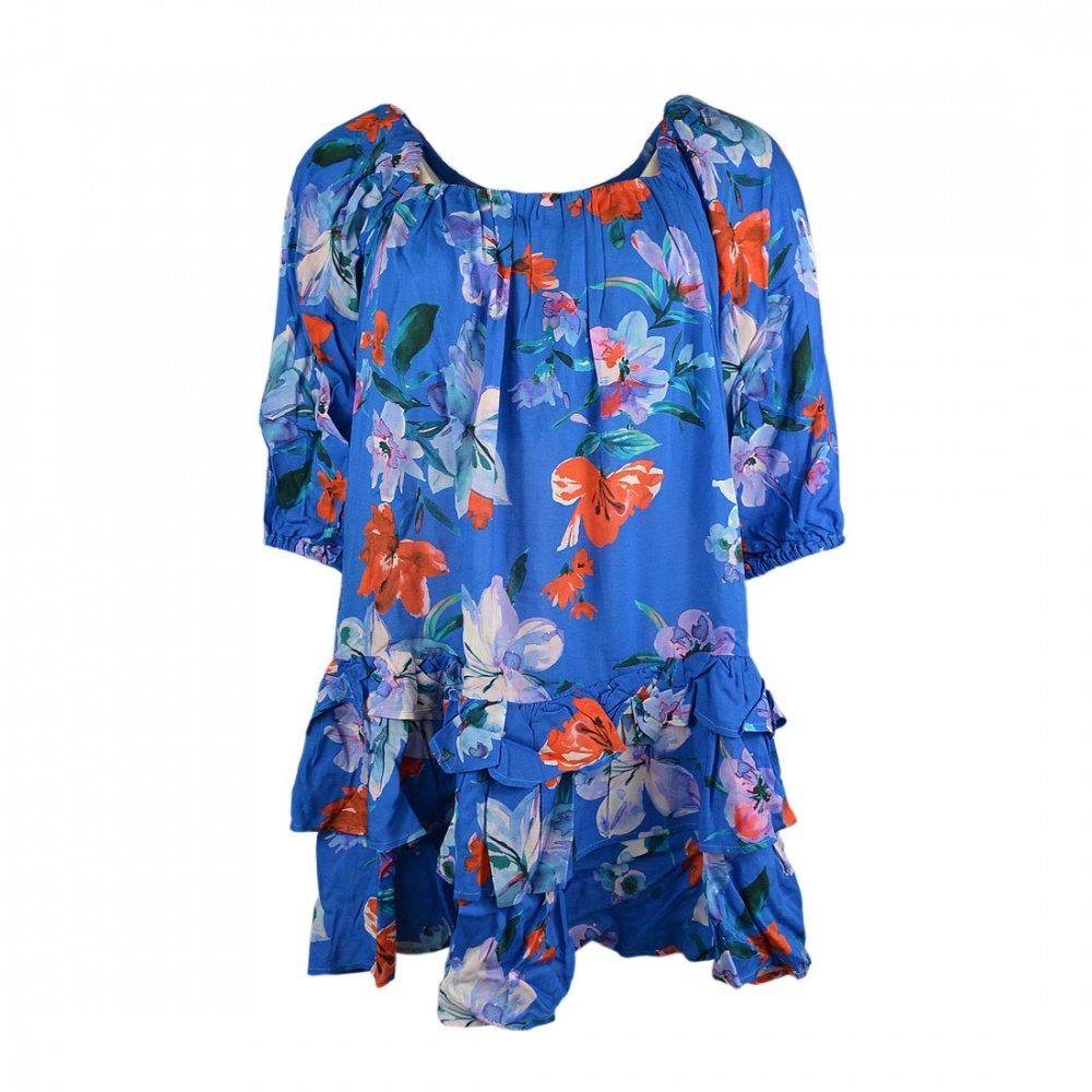 Replay Sommerkleid Volant Mini Dress Blumenprint blau