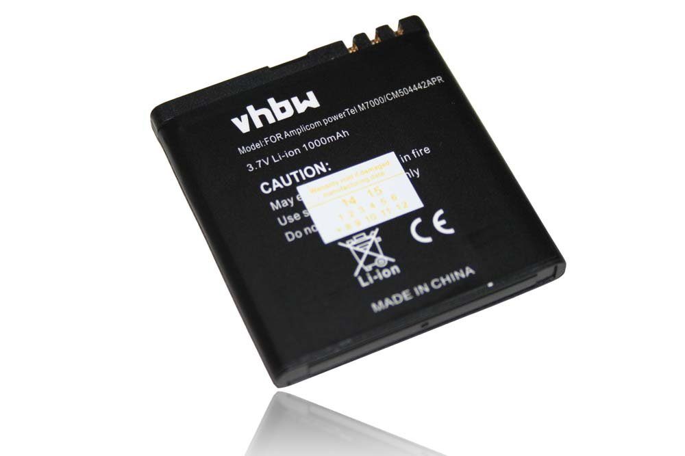 vhbw kompatibel mit Amplicom PowerTel Powertel M6700, M7000, M6700L Smartphone-Akku Li-Ion 1000 mAh (3,7 V)