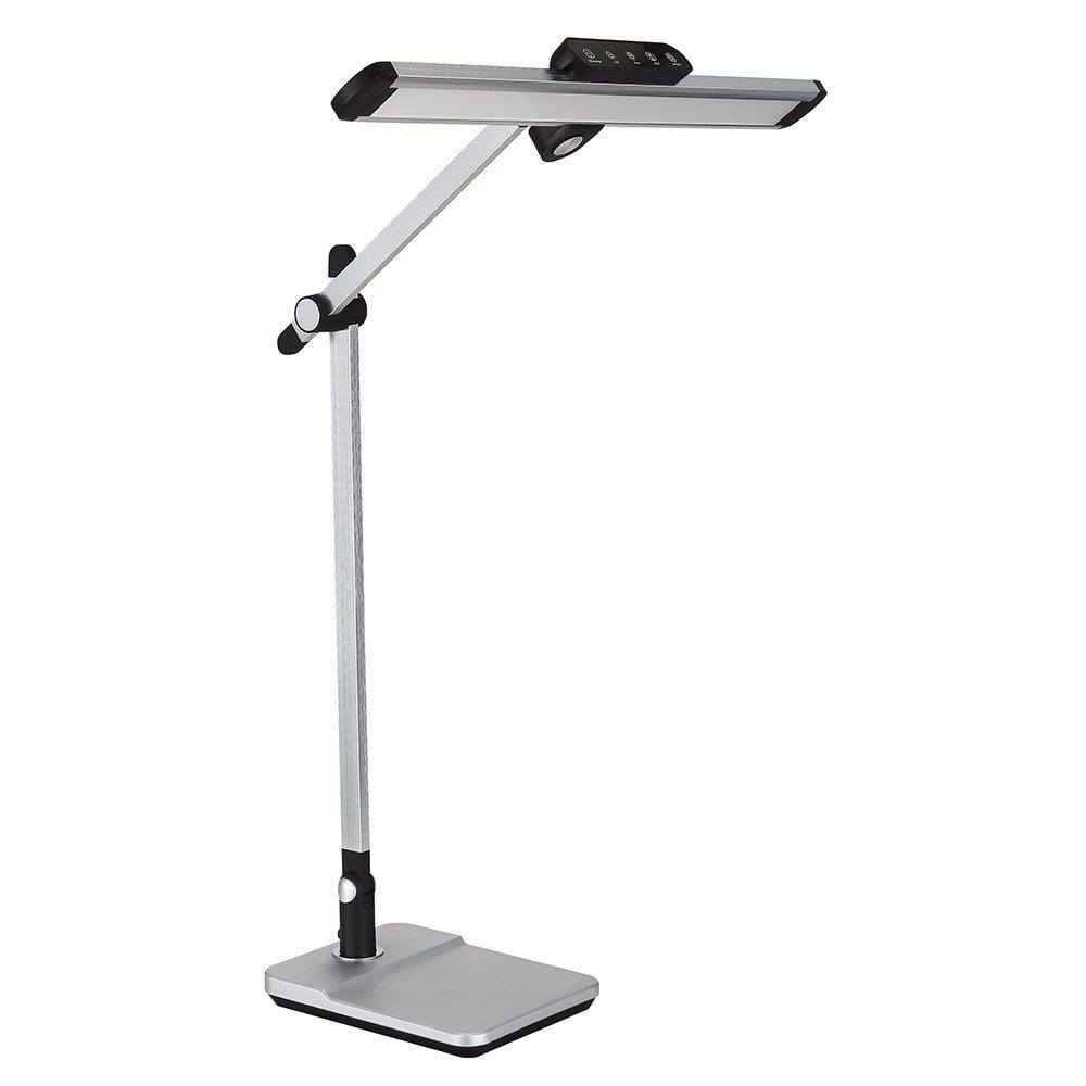 GLOBO LIGHTING Schreibtischlampe, LED-Leuchtmittel fest verbaut, Kaltweiß, Warmweiß, Neutralweiß, Tageslichtweiß, Farbwechsel, Tischleuchte Tischlampe Leseleuchte Flurlampe Beistellleuchte silber