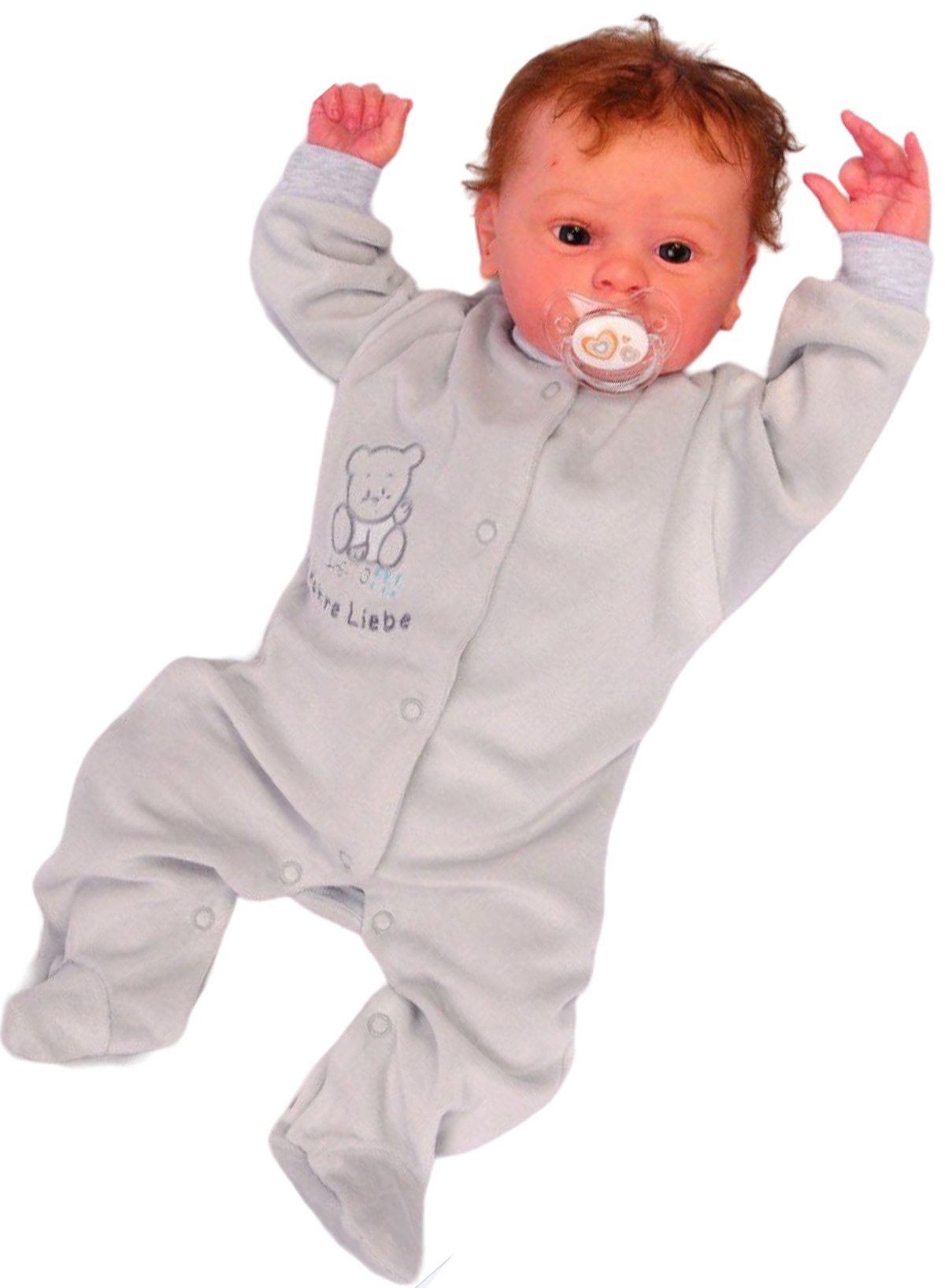 Strampler Schlafanzug Strampler Baby Overall in Hellgrau mit Bär