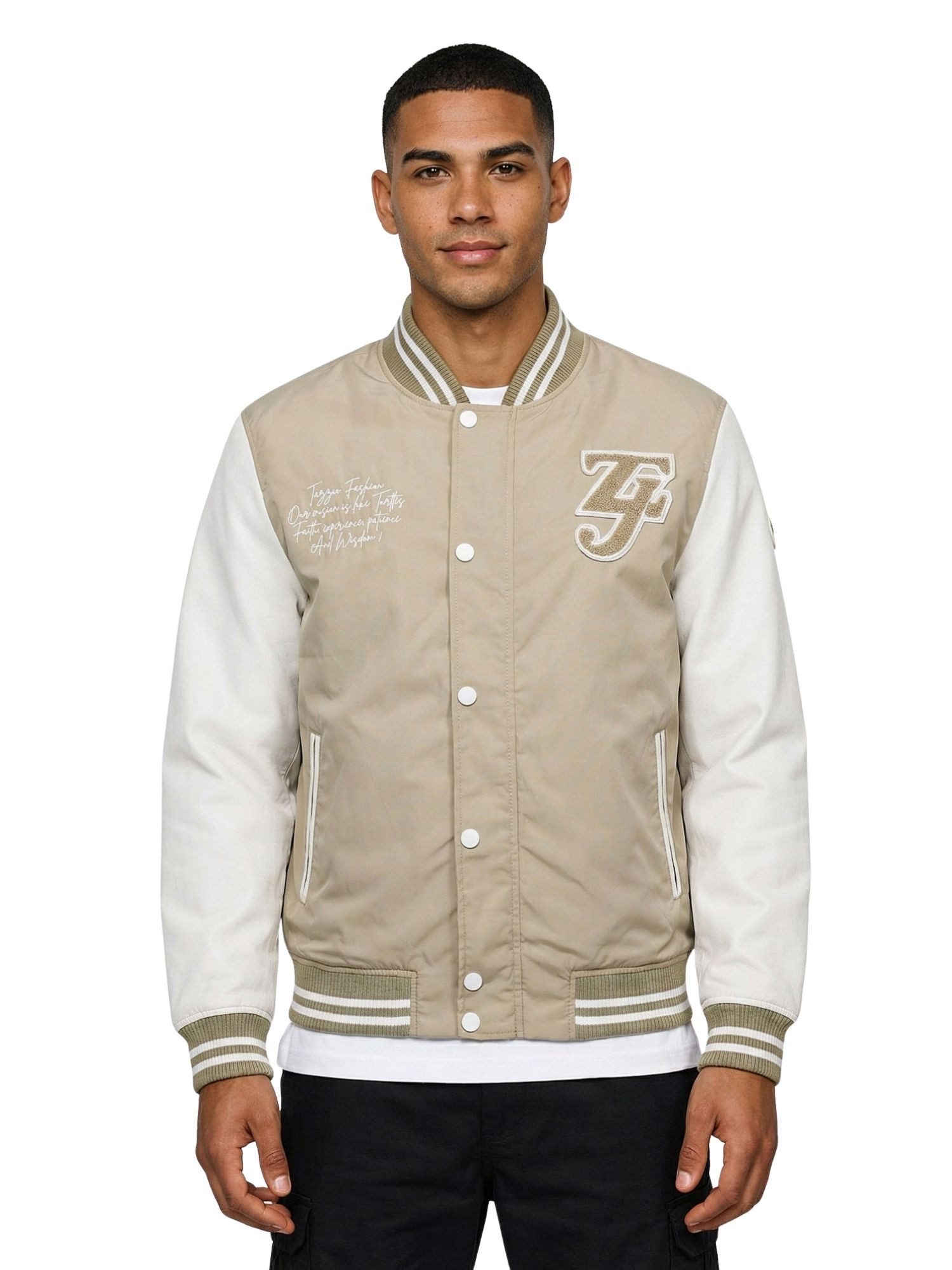 Tazzio Bomberjacke A807 College-Style mit Patch, Kontrastärmeln & Stickerei-Details