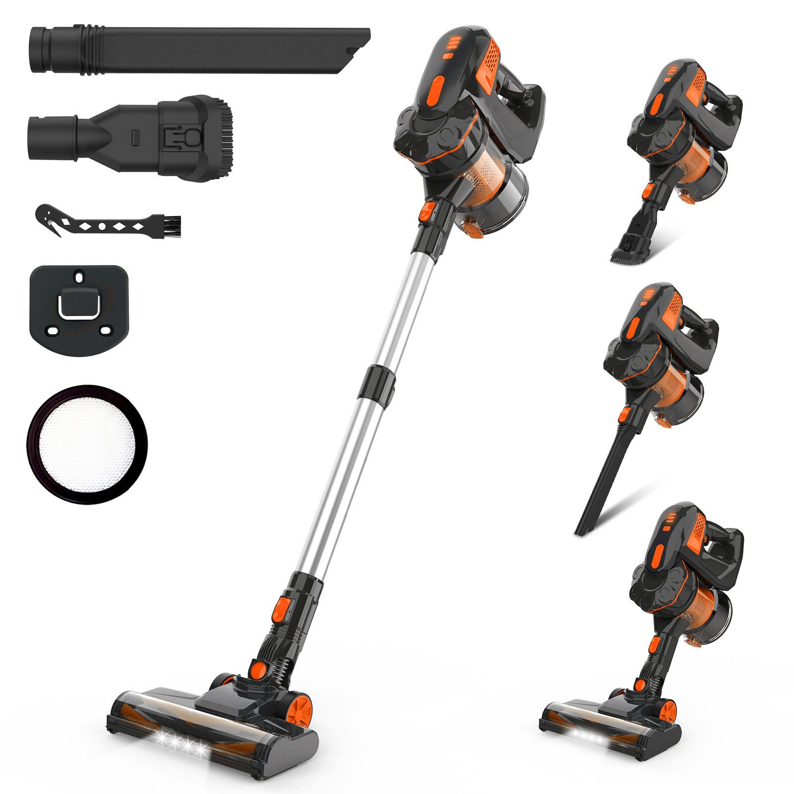 INSE Akku-Hand-und Stielstaubsauger V770 200W,45Kpa Saugkraft,45 Minuten,Selbststehend, Abnehmbarer Akku, 200 W, beutellos, 70dB Ultra-leise,Anti-Tangle-Bürste, Ultraleichter Handstaubsauger