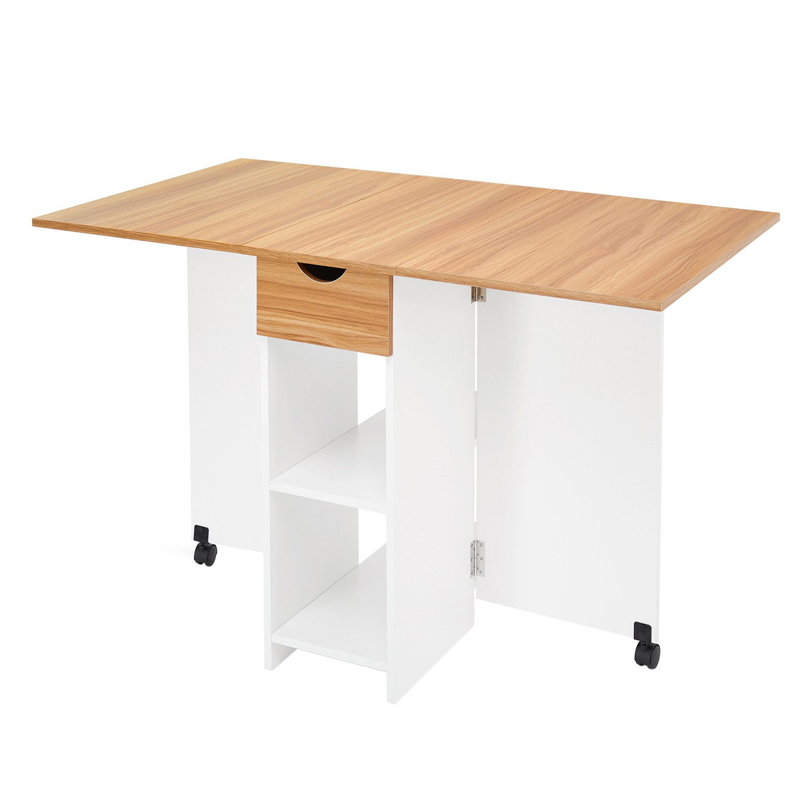 Mondeer Esstisch Klappbarer Esstisch, mit 1 Schublade und 2 Lagerregalkonso günstig online kaufen